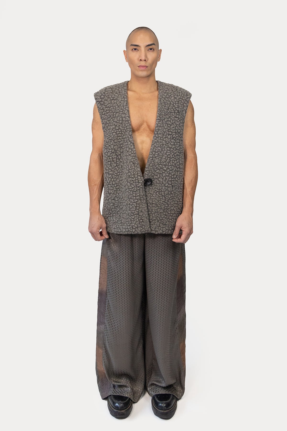 Vest in Naturally Dyed Faux Shearling