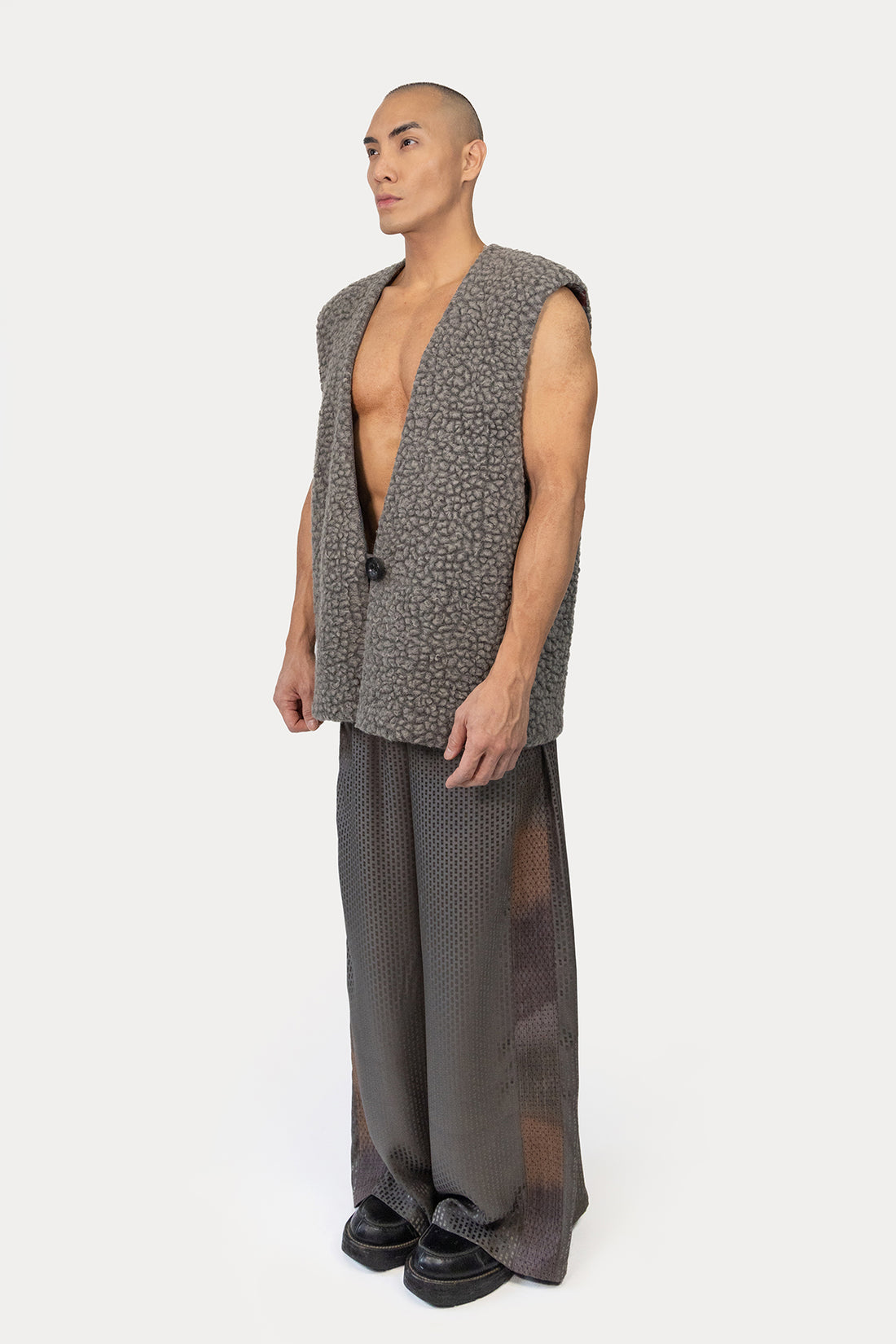 Vest in Naturally Dyed Faux Shearling