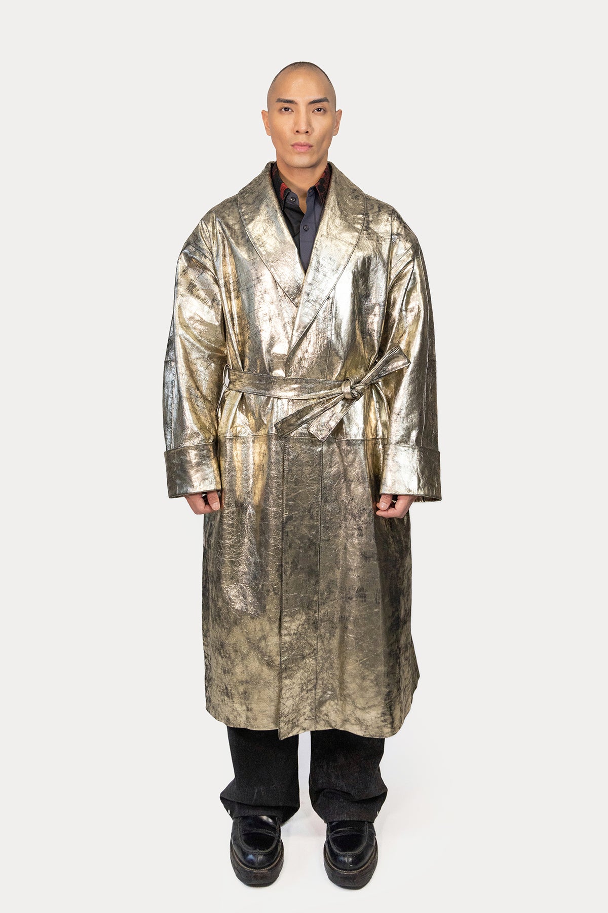 Robe Coat in Metallic Goat