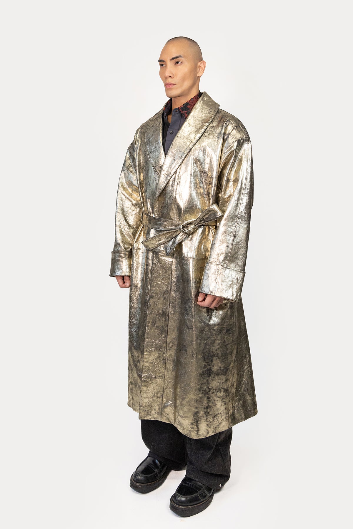 Robe Coat in Metallic Goat