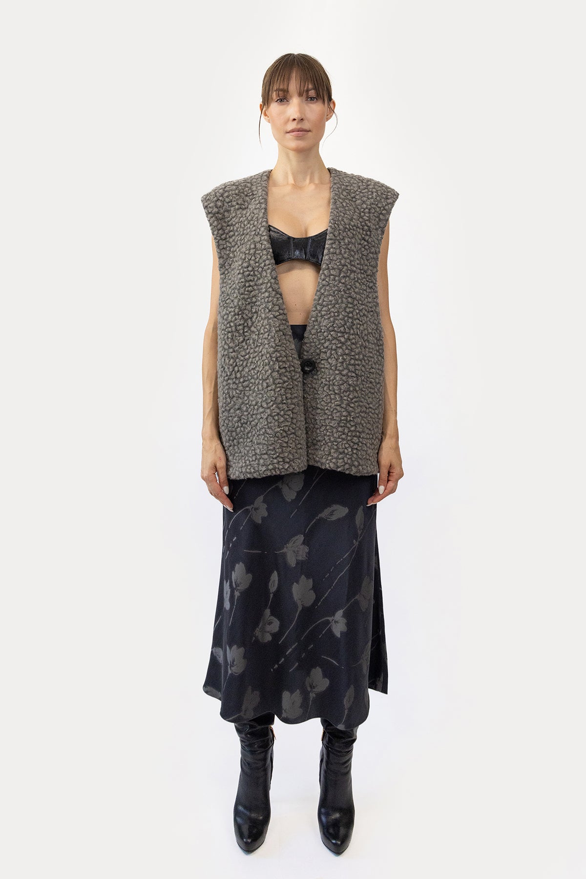 Vest in Naturally Dyed Faux Shearling