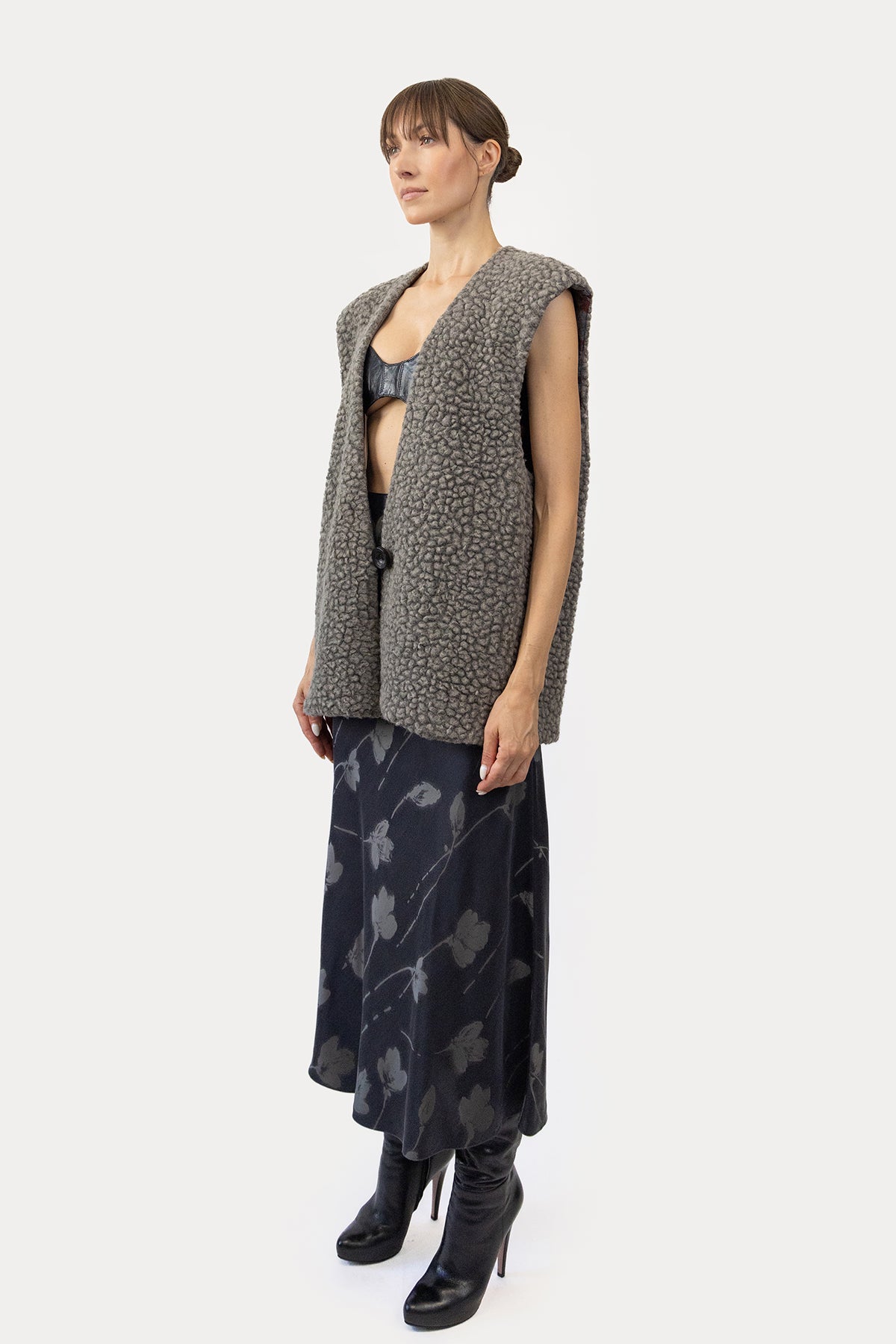 Vest in Naturally Dyed Faux Shearling