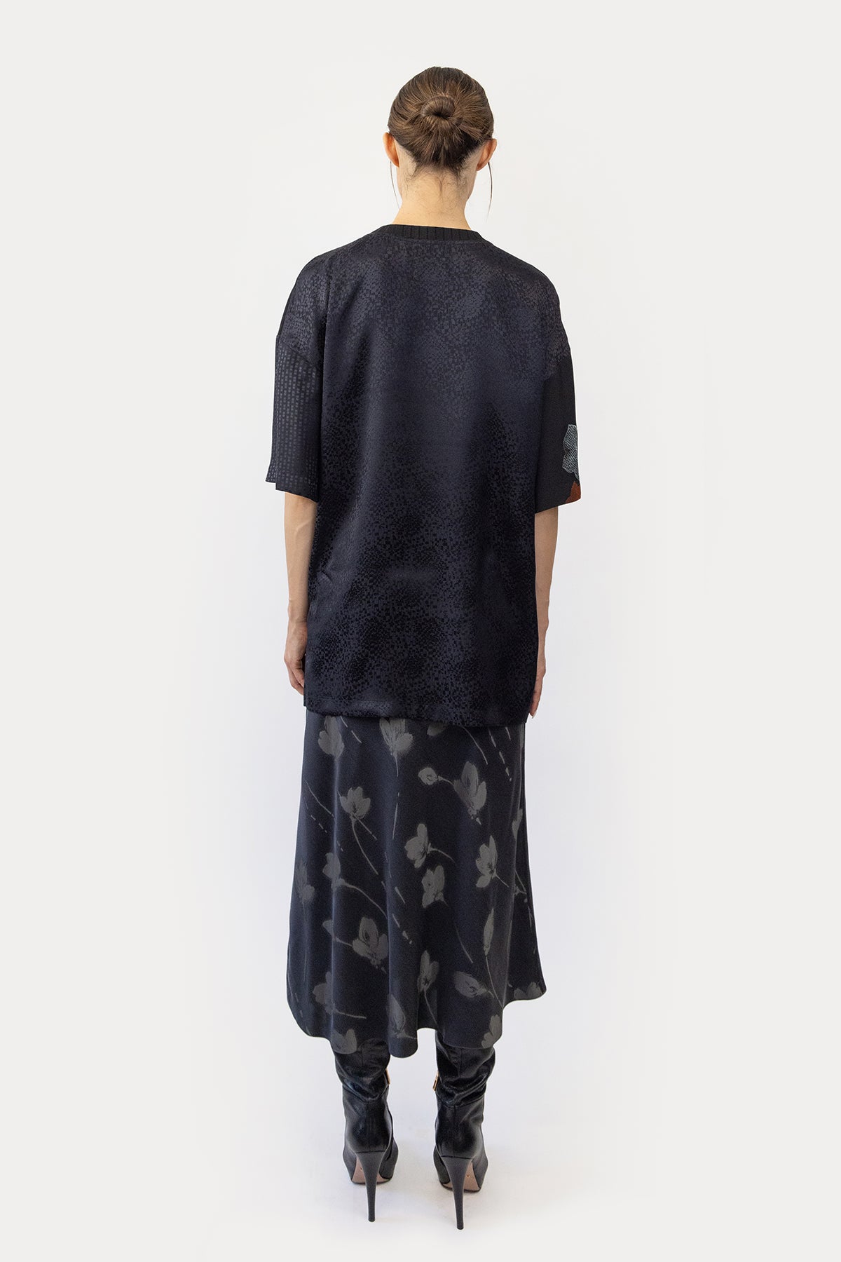 Oversize Tee in Silk Kimono Combo