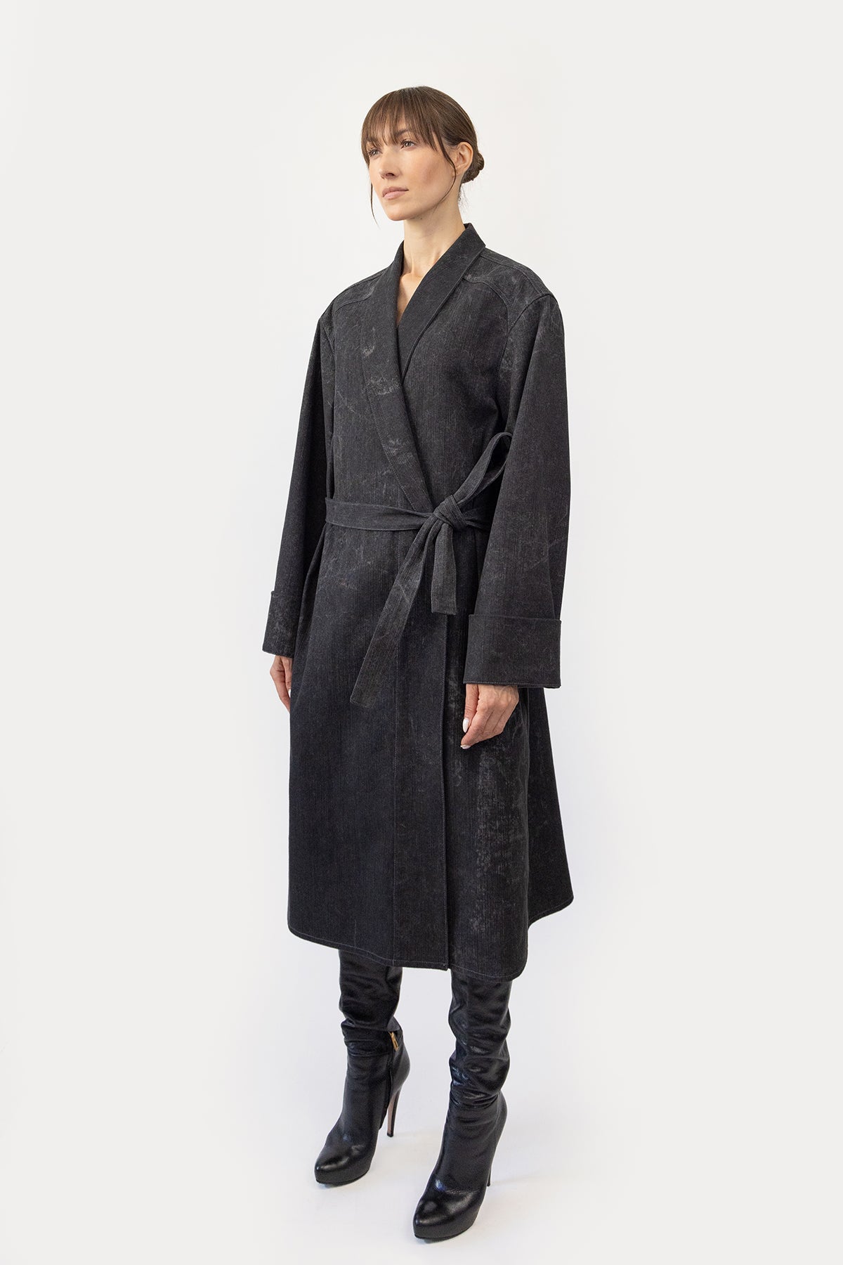 Bathrobe in Marbled Denim