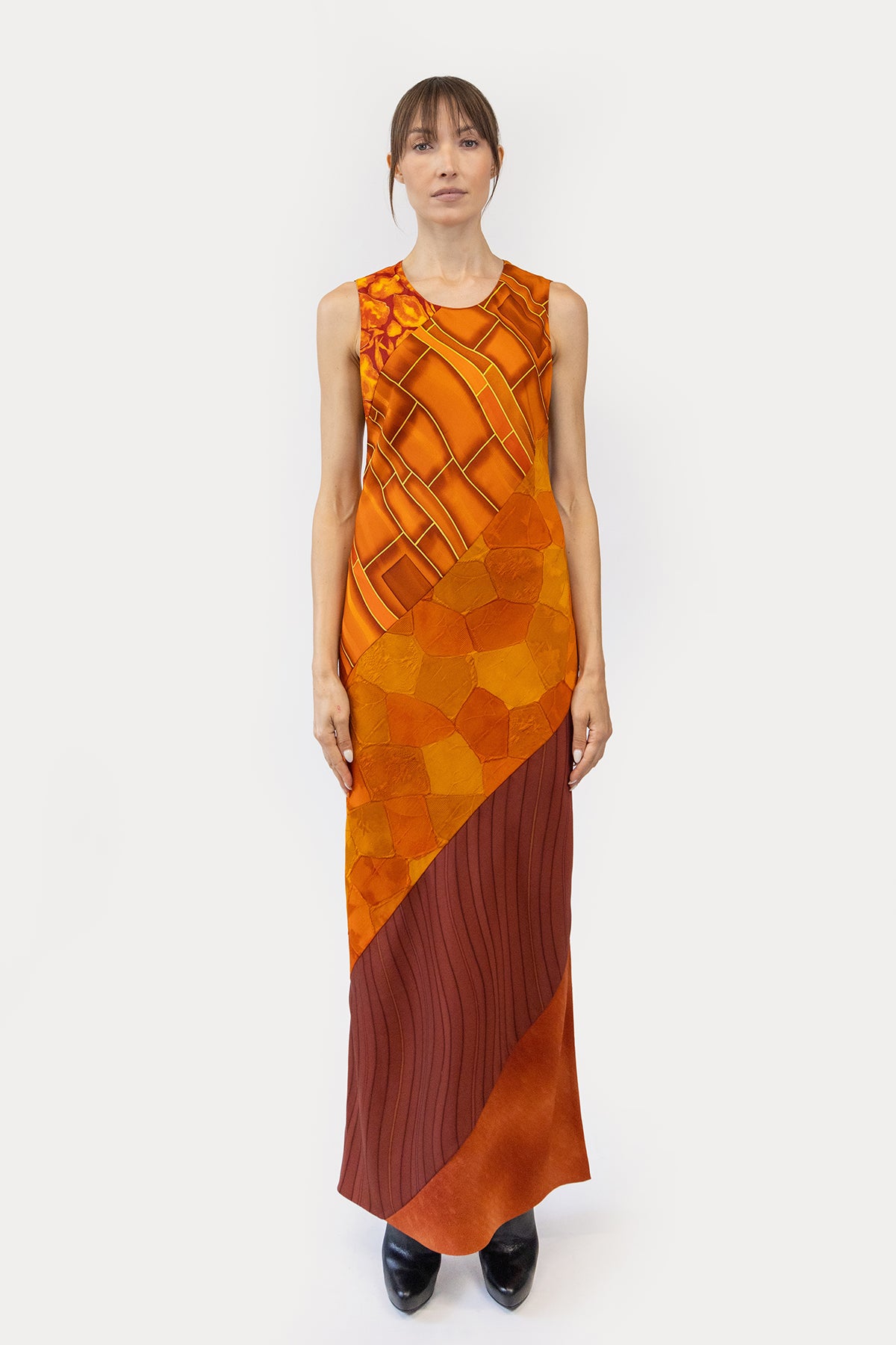 Column Dress in Bias Kimono Silk