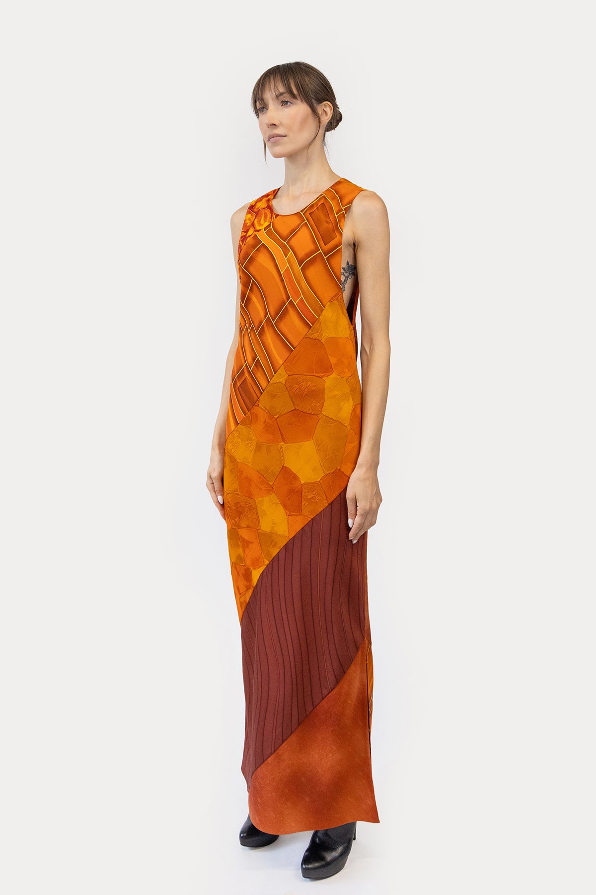 Column Dress in Bias Kimono Silk