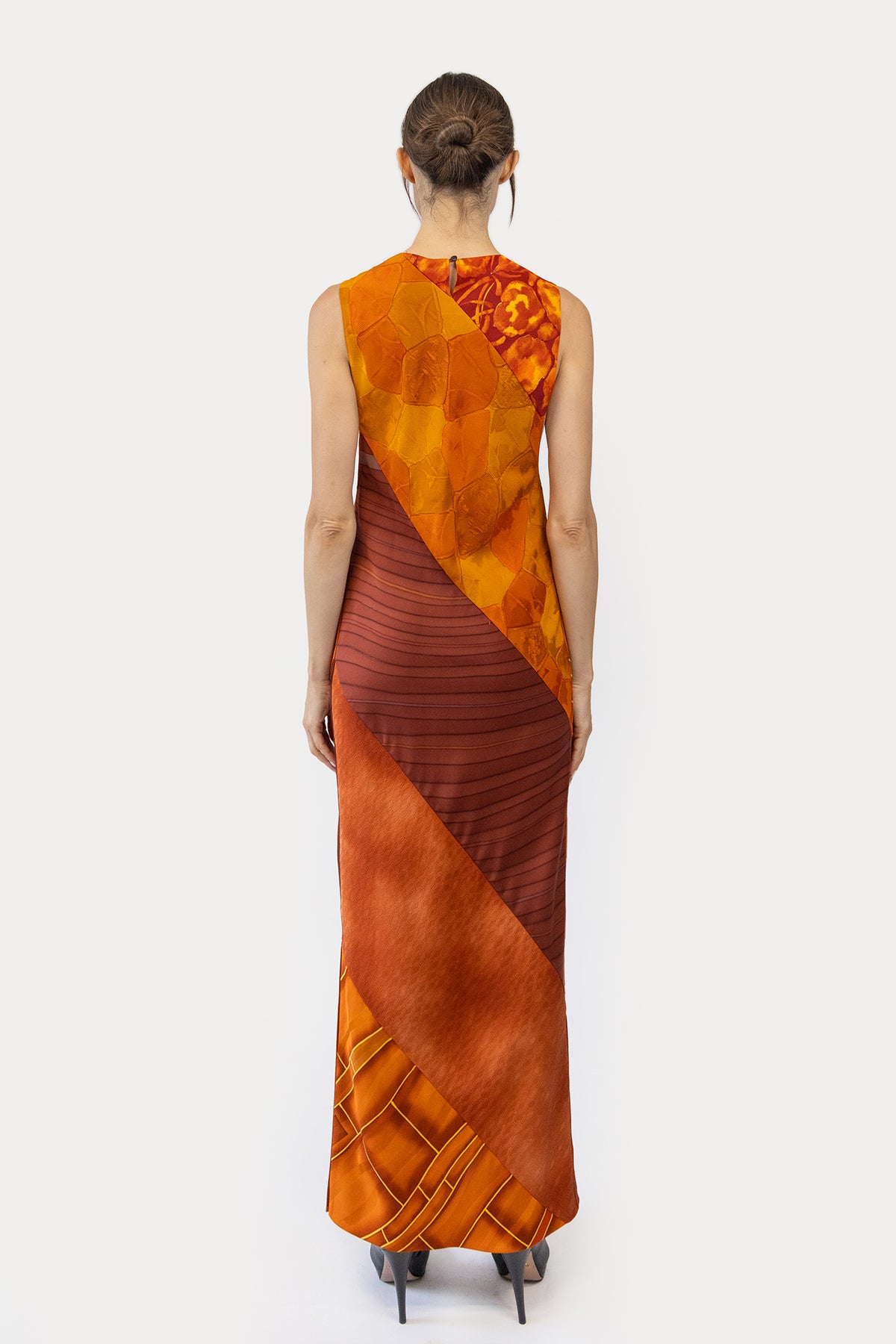 Column Dress in Bias Kimono Silk