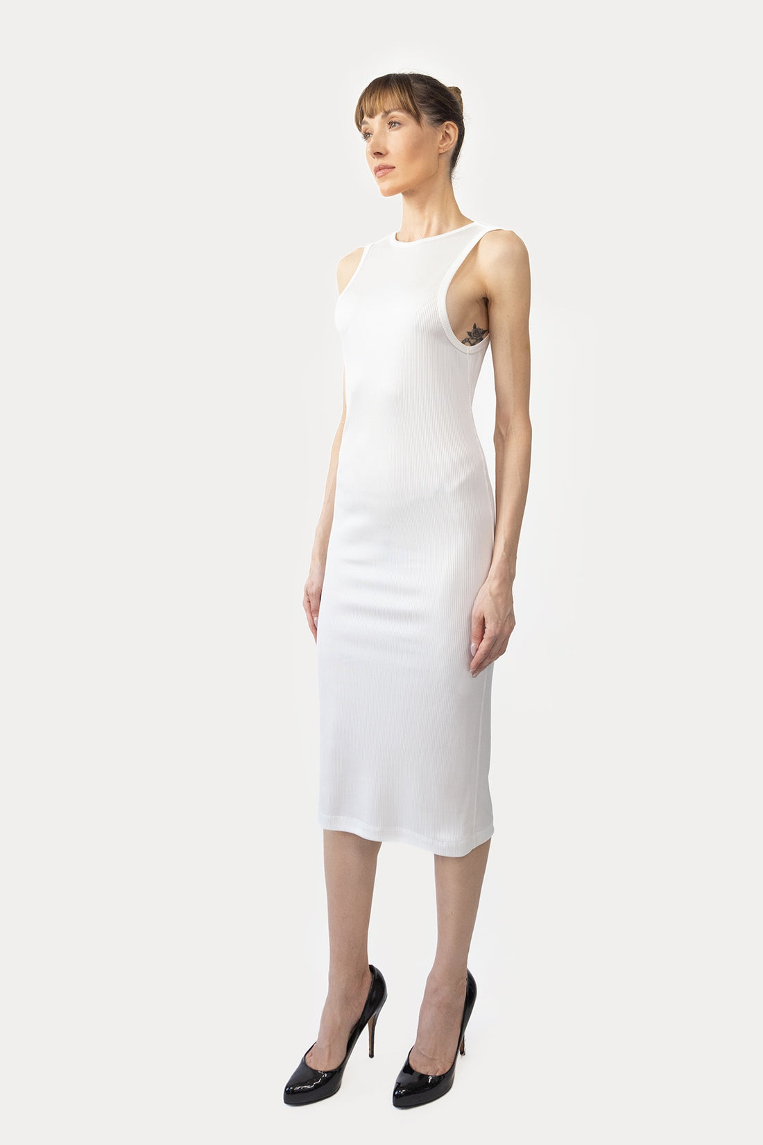 Open Back Dress in Liquid Rib