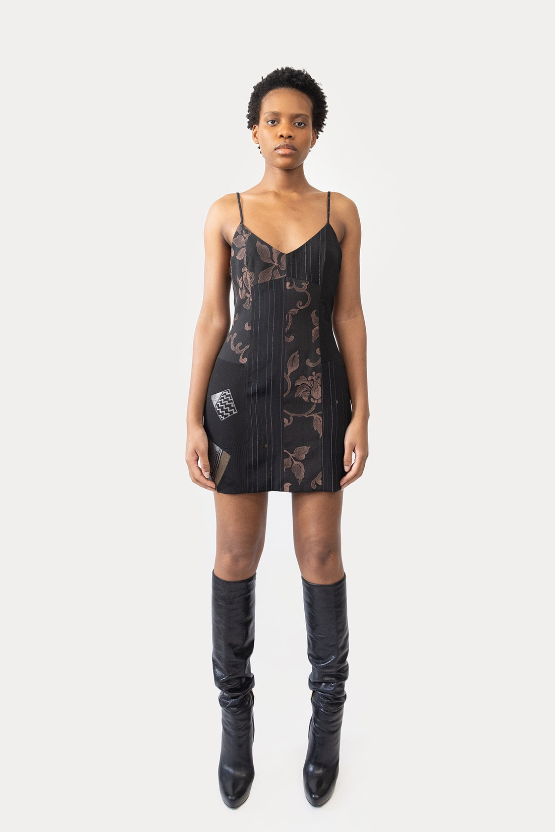 Paneled Mini Slip in Silk Kimono Combo