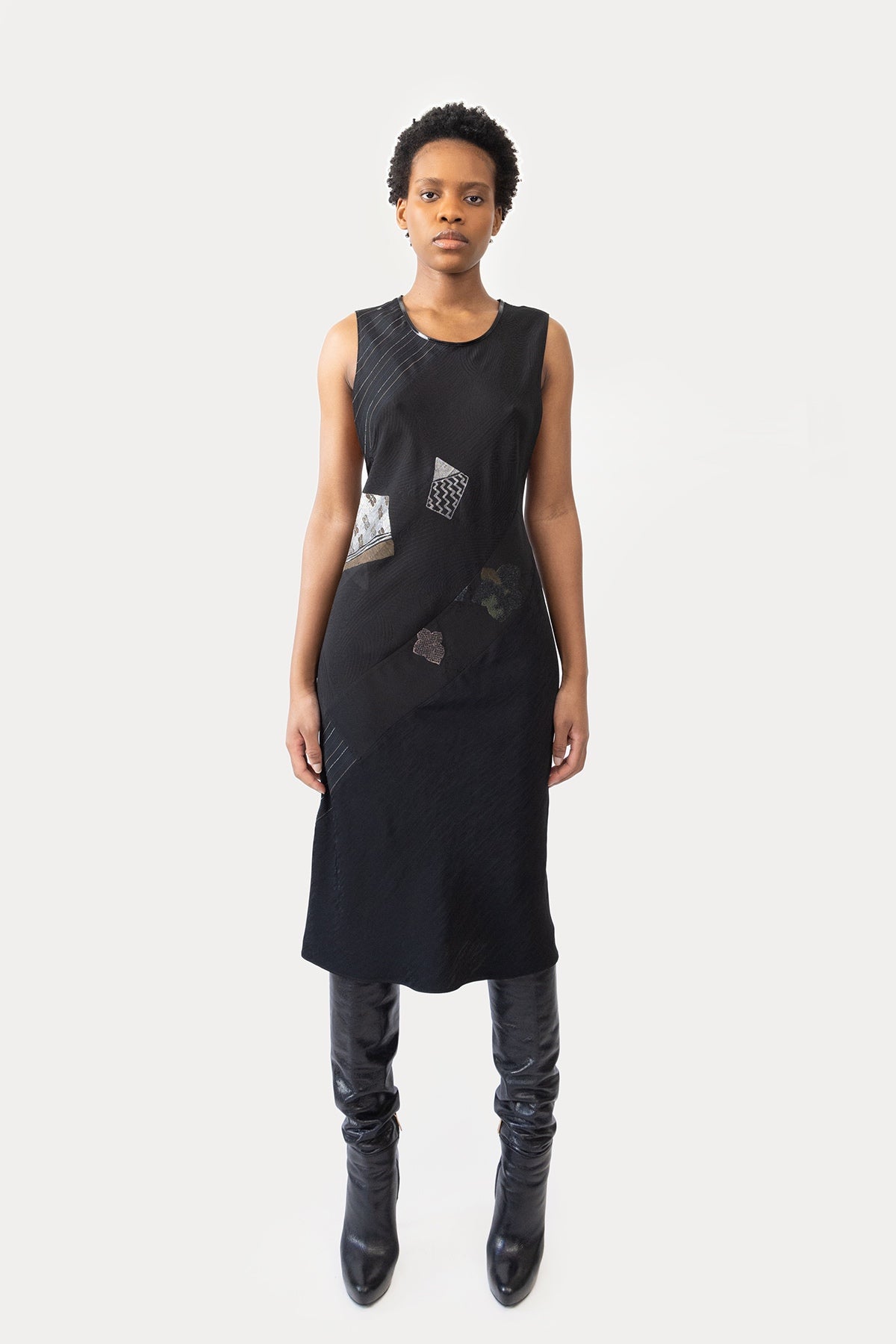 Midi Column Dress in Silk Combo
