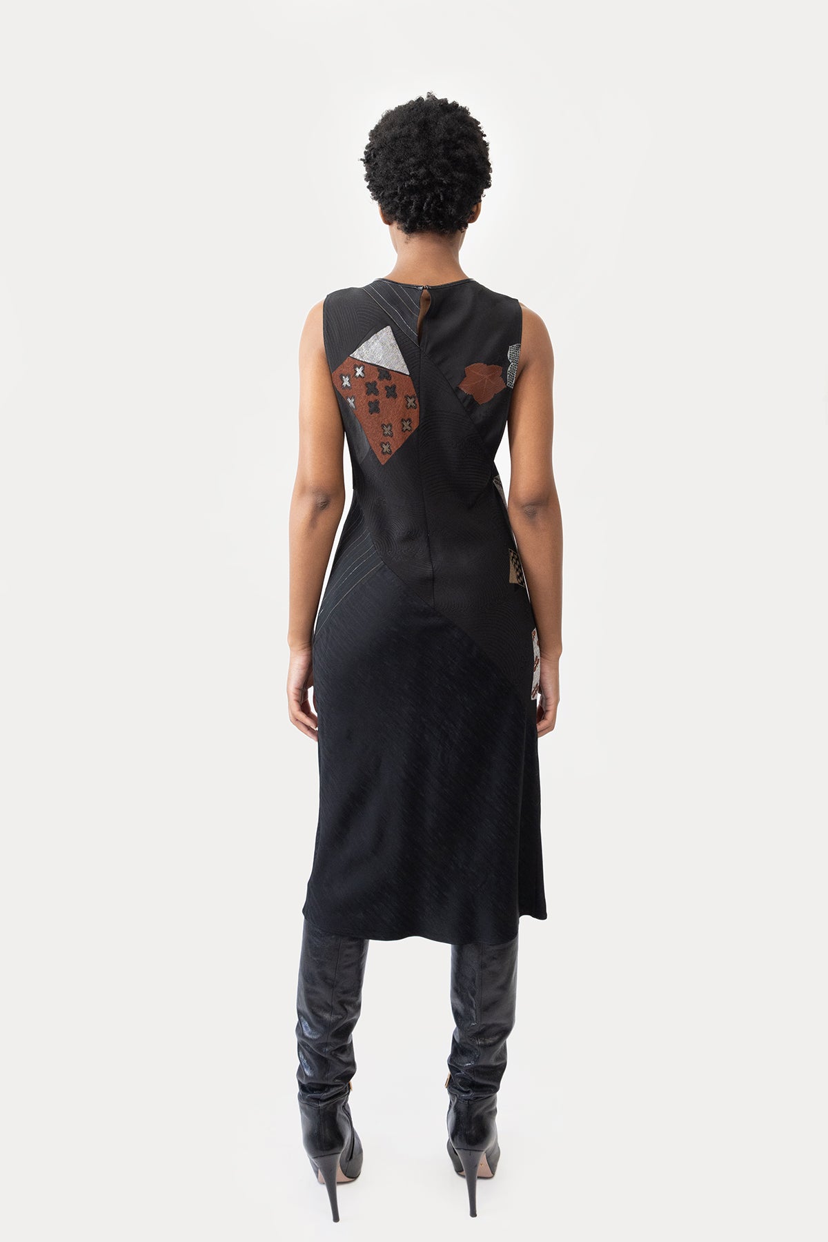 Midi Column Dress in Silk Combo