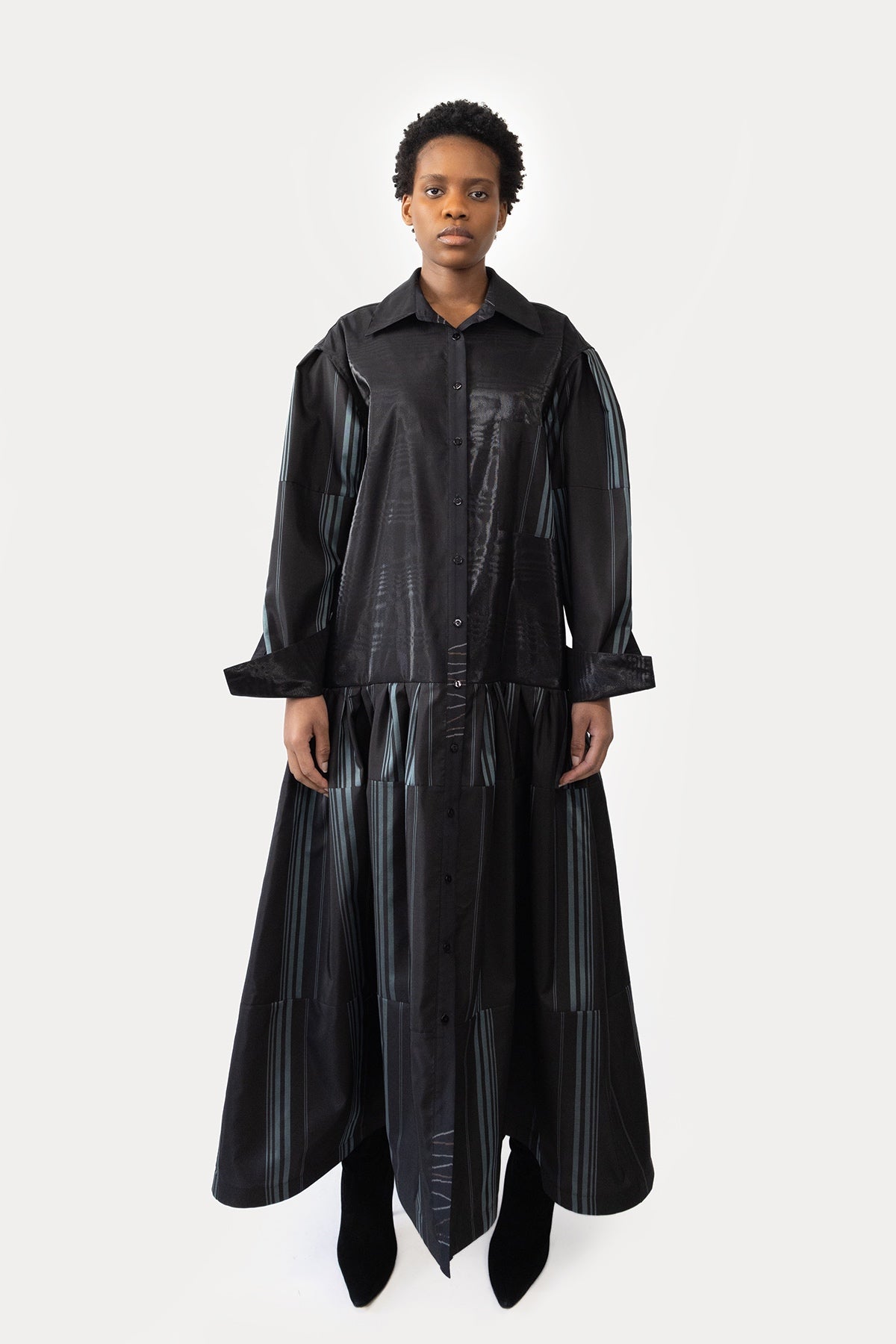 Oversize Shirt Dress in Silk Kimono Taffeta