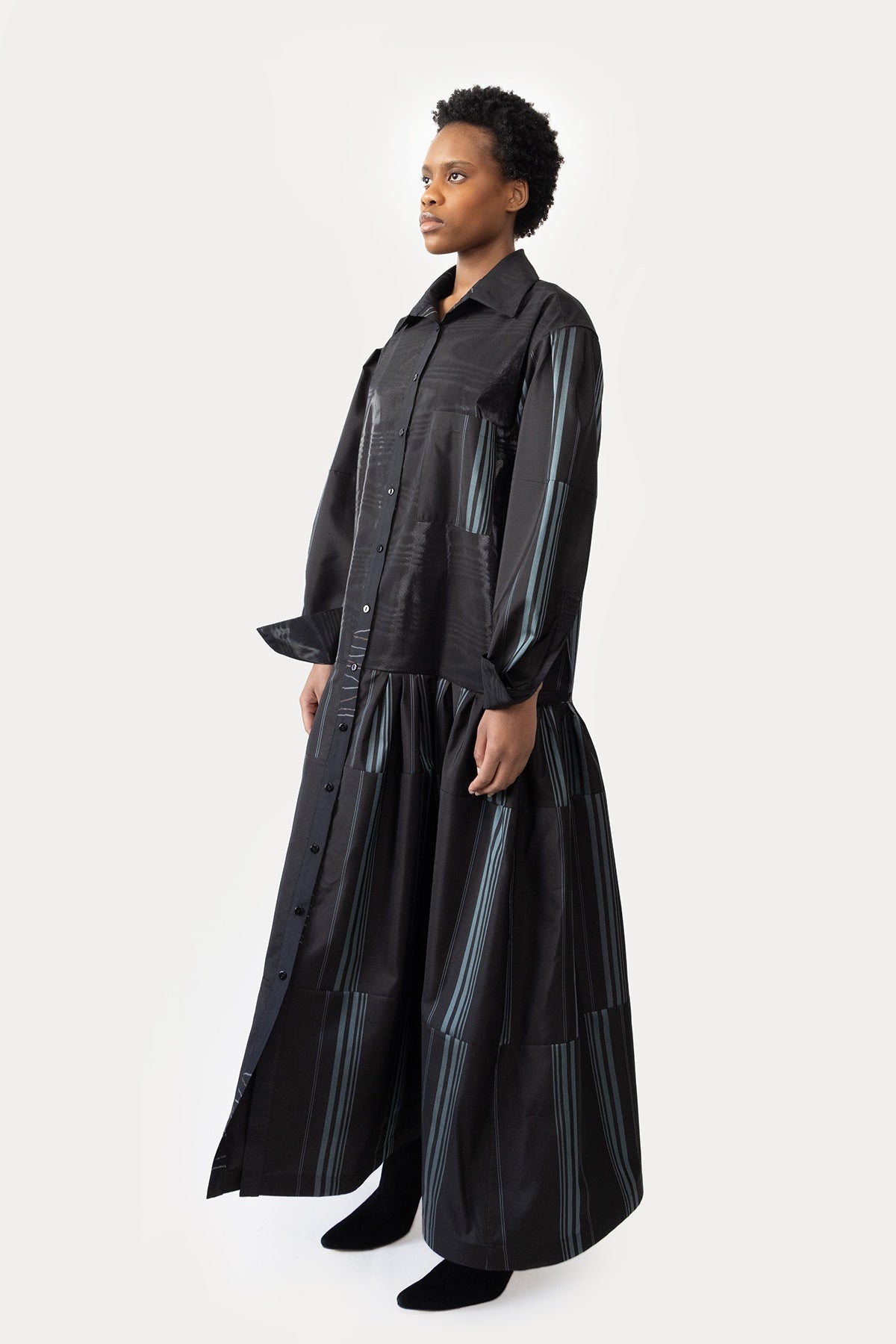 Oversize Shirt Dress in Silk Kimono Taffeta