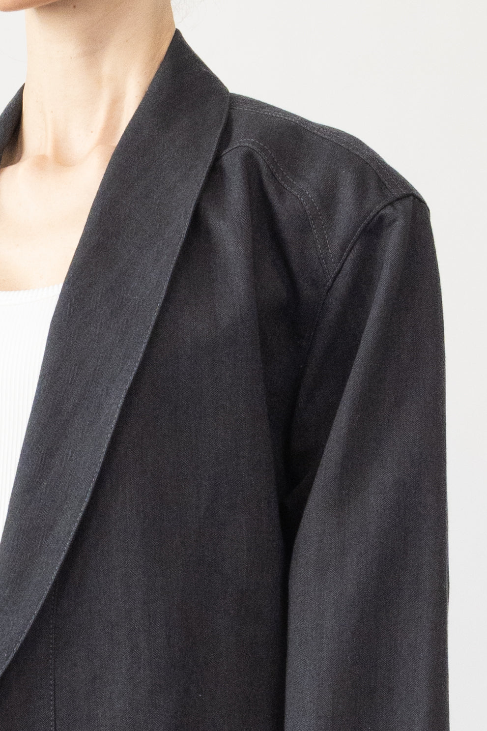 Robe Coat in Cotton Herringbone