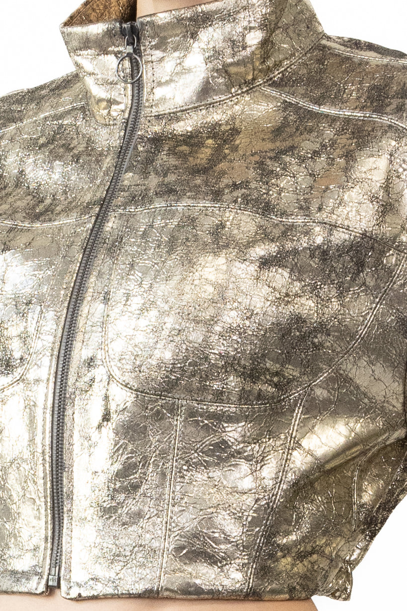 Cropped Jacket in Metallic Goat