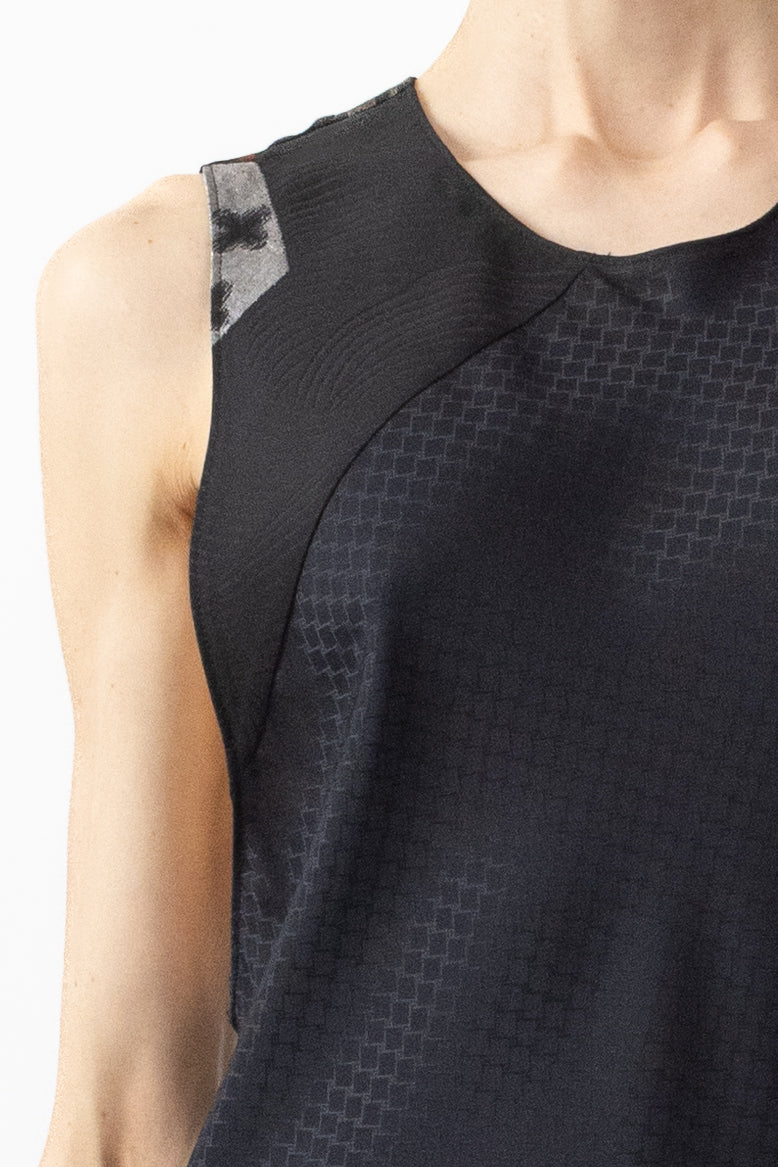 Super Mini Tank Dress in Bias Silk Combo
