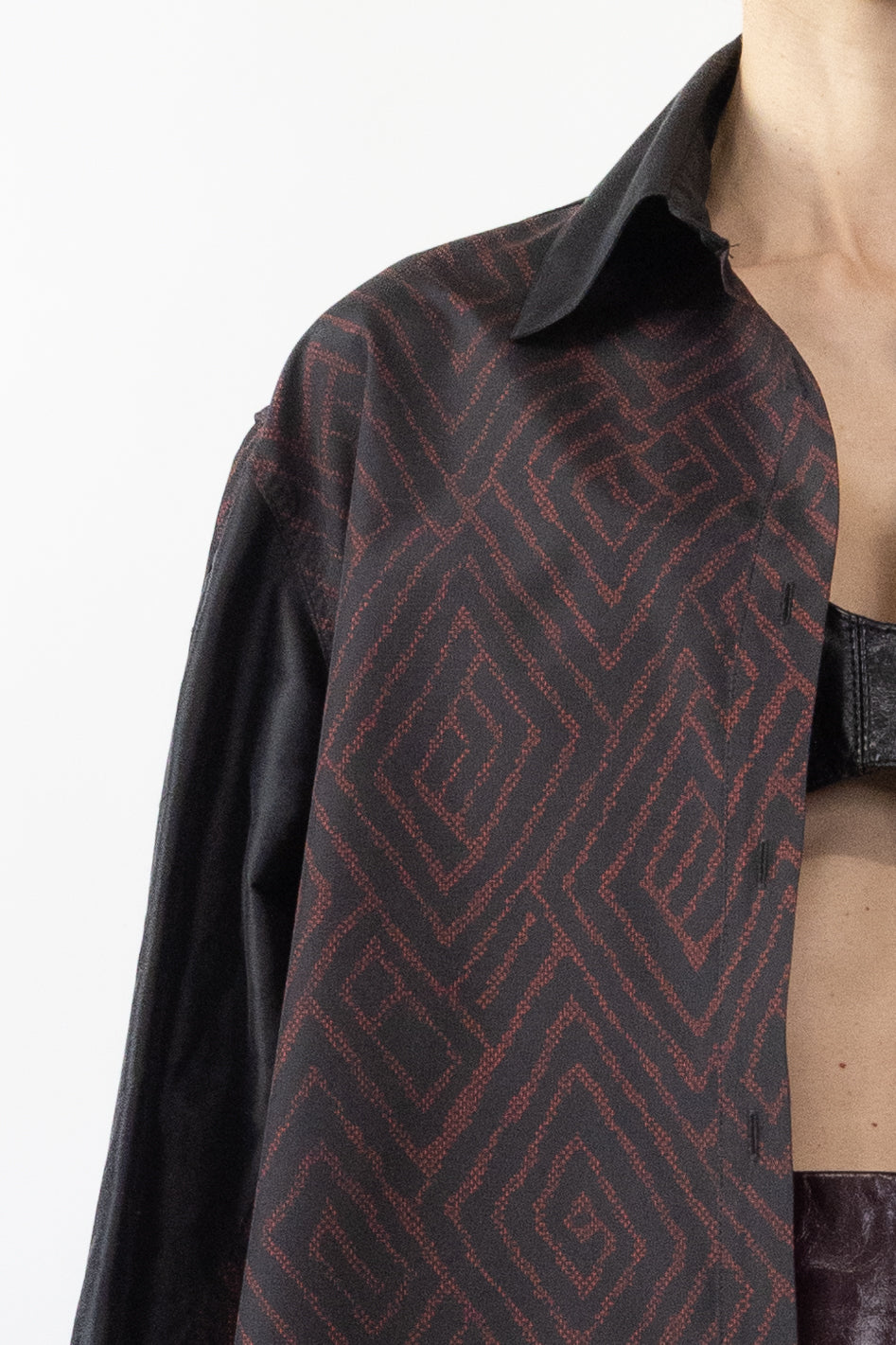 Oversize Shirt in Silk and Taffeta Combo