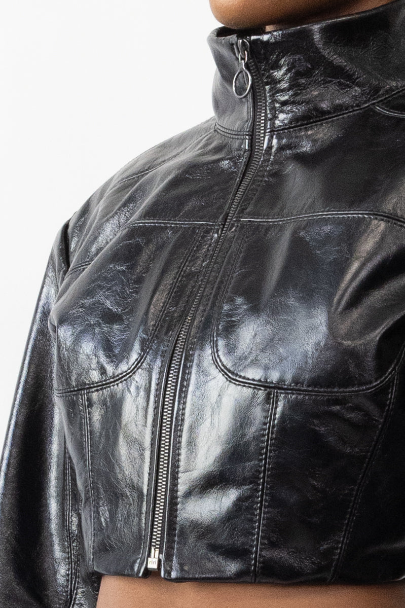Cropped Jacket in Glazed Cow