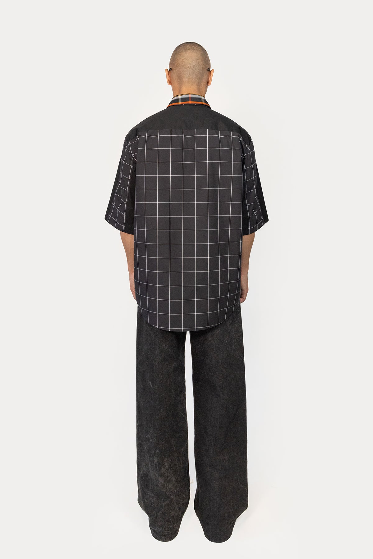 Short Sleeve Shirt in Silk Kimono and Poplin Combo