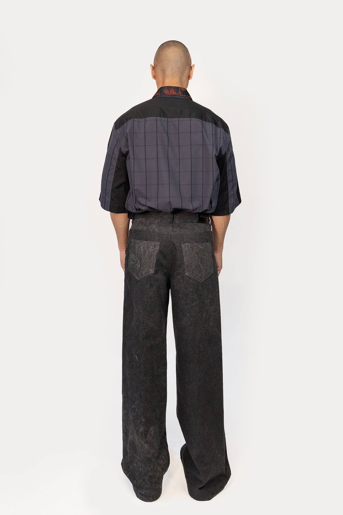 Wide Leg Jean in Marbled Denim