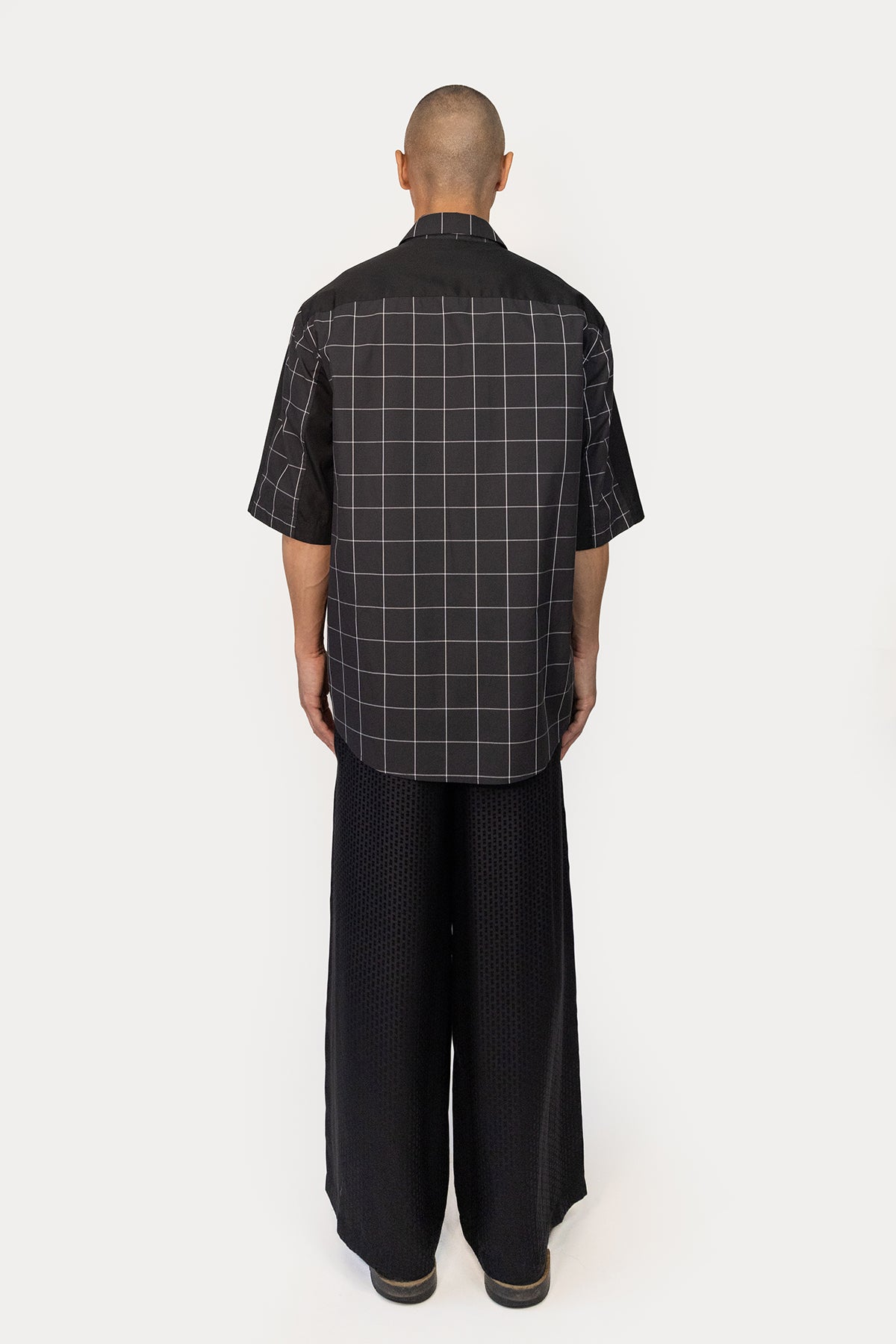 Short Sleeve Shirt in Silk Kimono and Poplin Combo