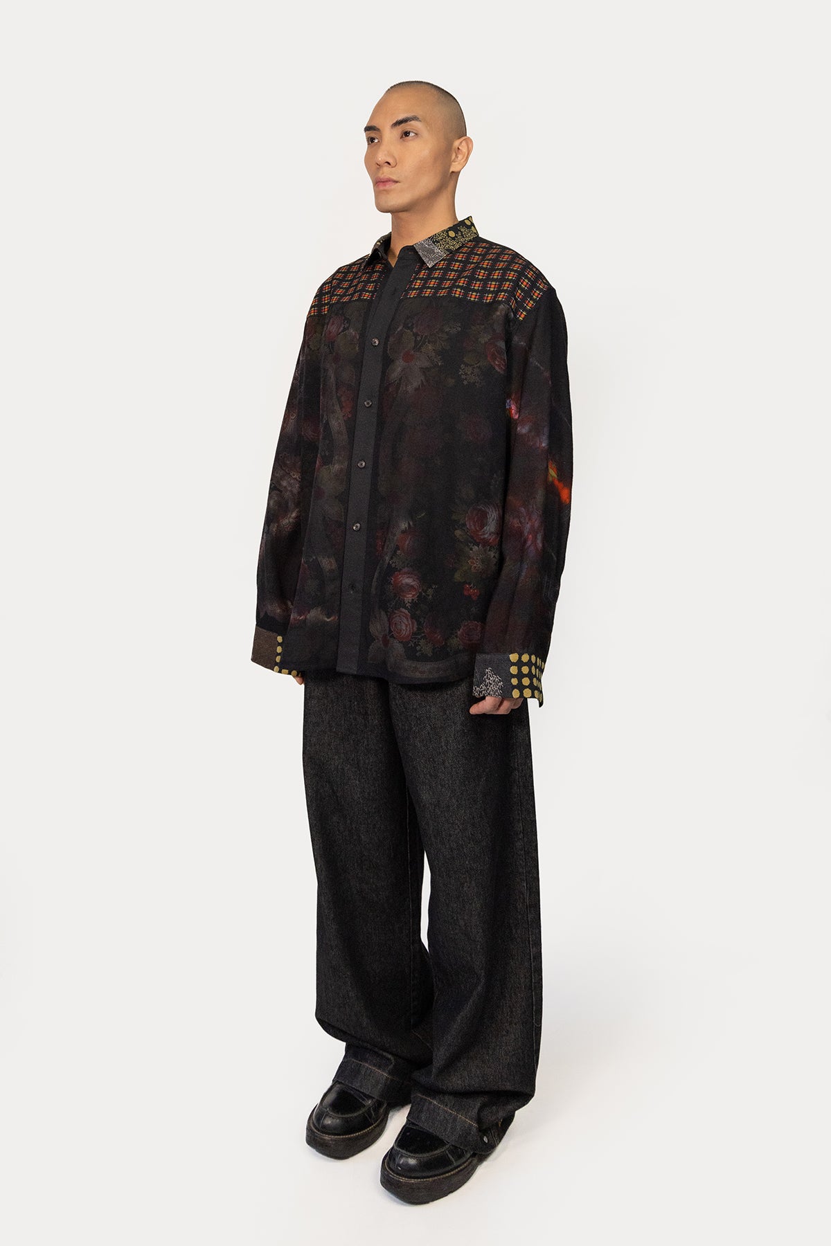 Oversize Combo Shirt in Reclaimed Wool Shawl