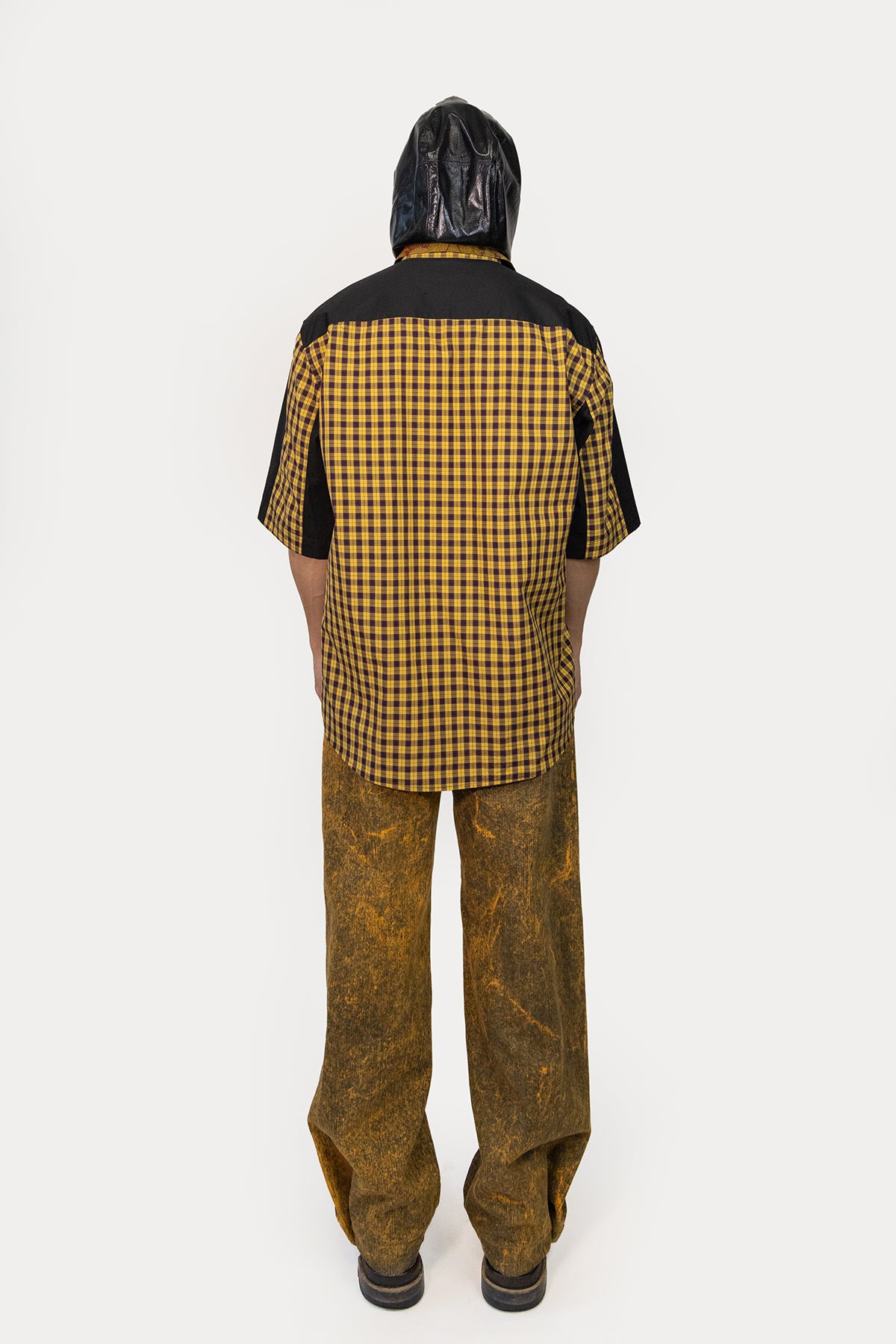 Short Sleeve Shirt in Silk Kimono and Poplin Combo