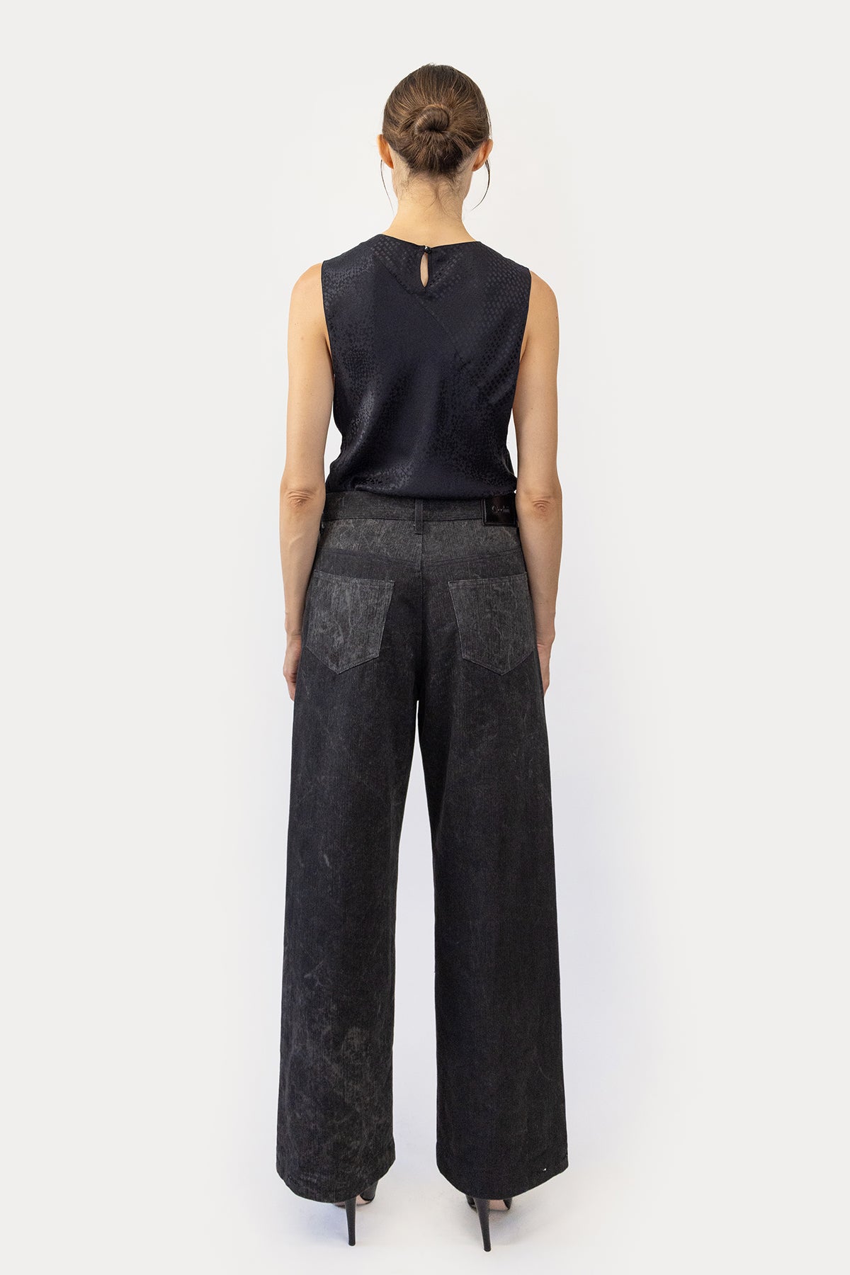 Wide Leg Jean in Marbled Denim