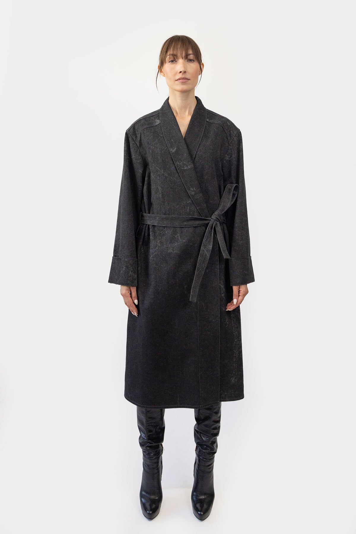 Wrap Robe Dress in Shibori Wool – Occhii