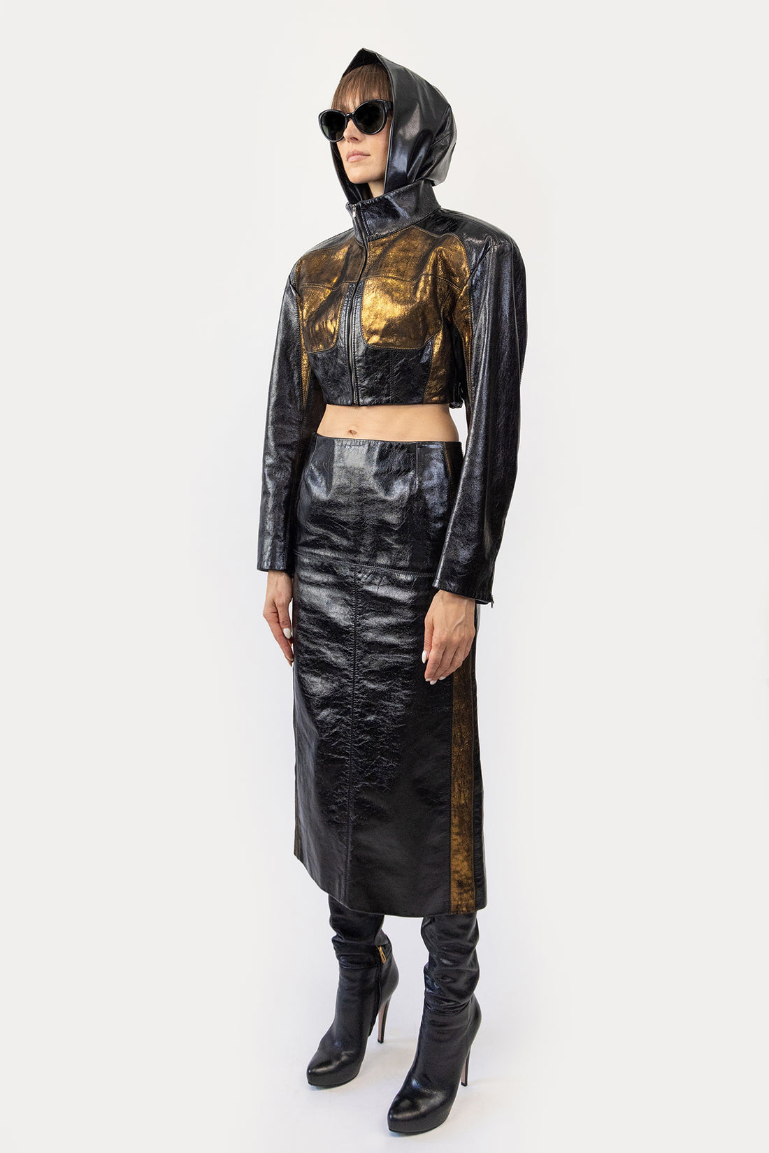 Combo Cropped Jacket in Glazed Cow