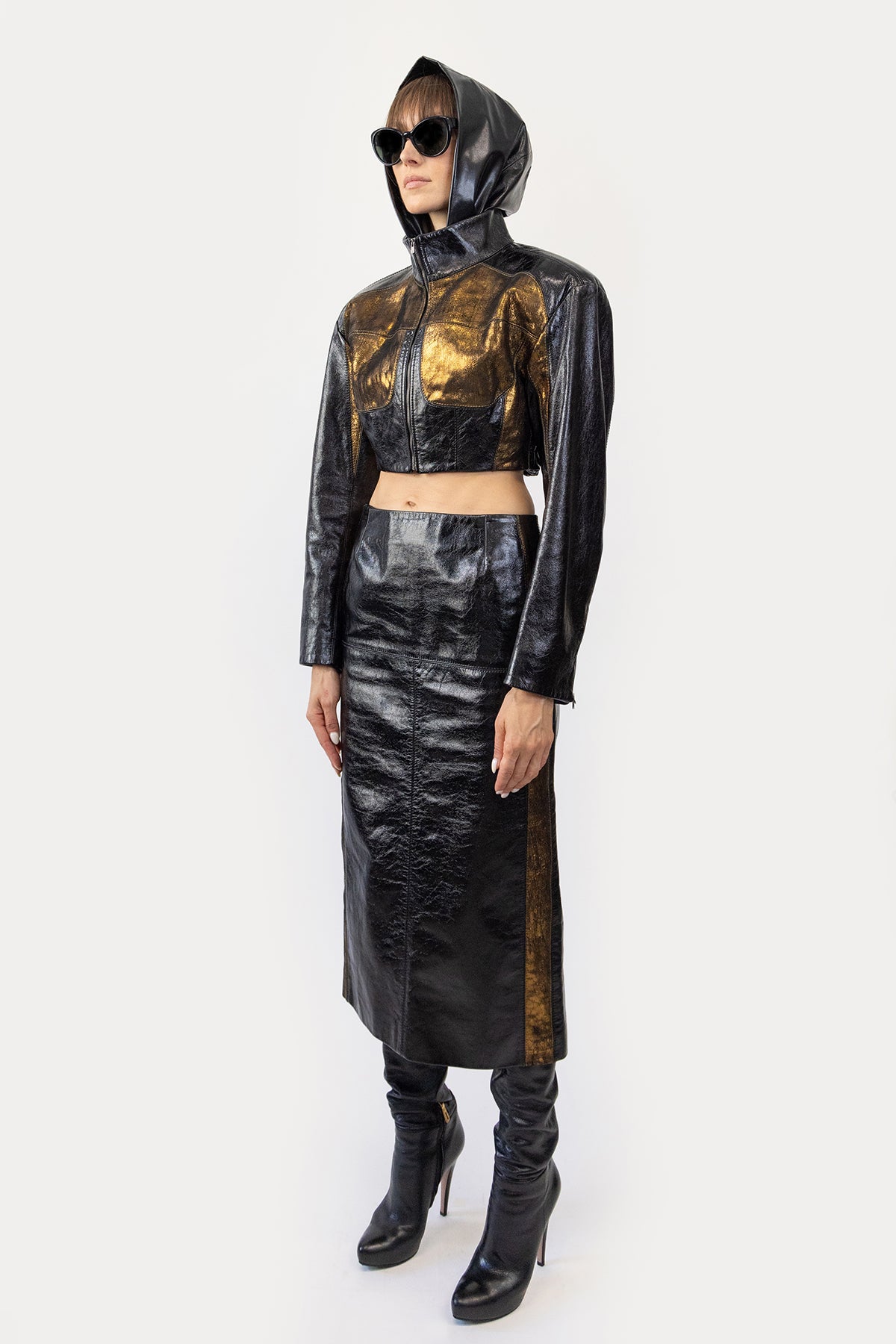 Combo Cropped Jacket in Glazed Cow
