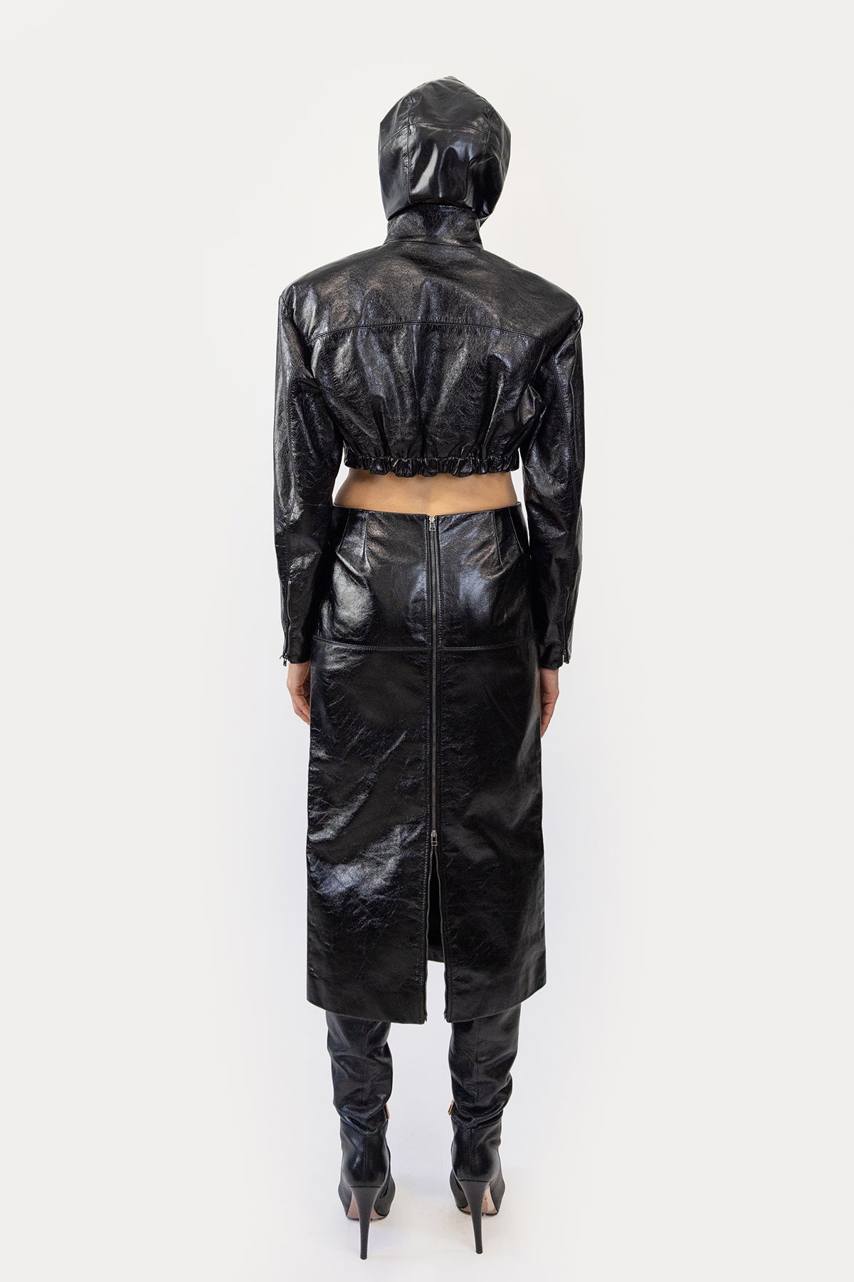 Combo Cropped Jacket in Glazed Cow