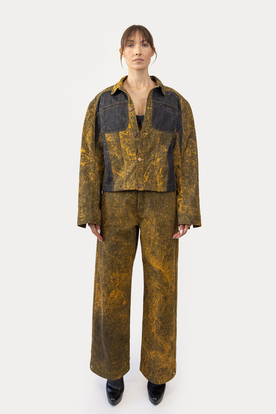 Combo Jacket in Marbled Denim