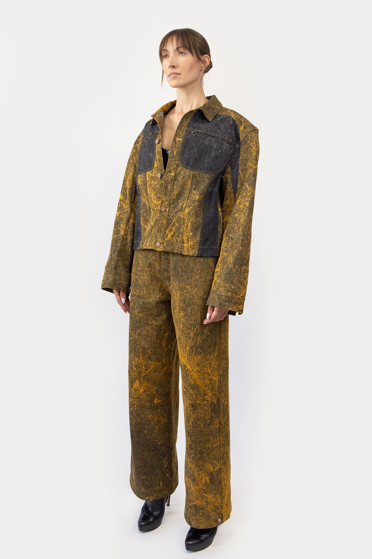 Combo Jacket in Marbled Denim