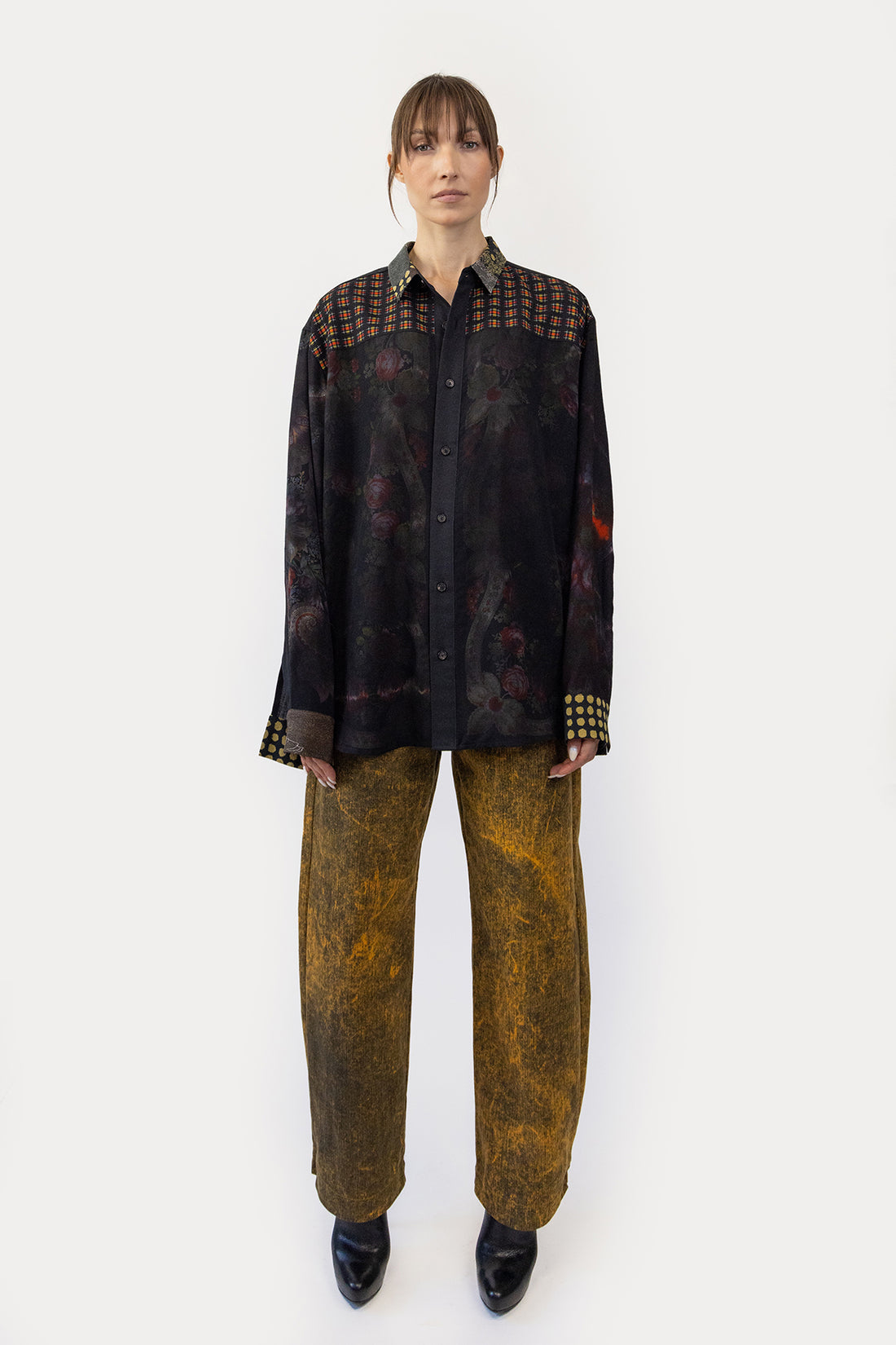 Oversize Combo Shirt in Reclaimed Wool Shawl