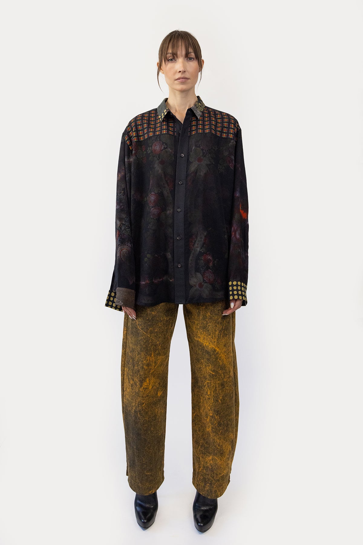 Oversize Combo Shirt in Reclaimed Wool Shawl