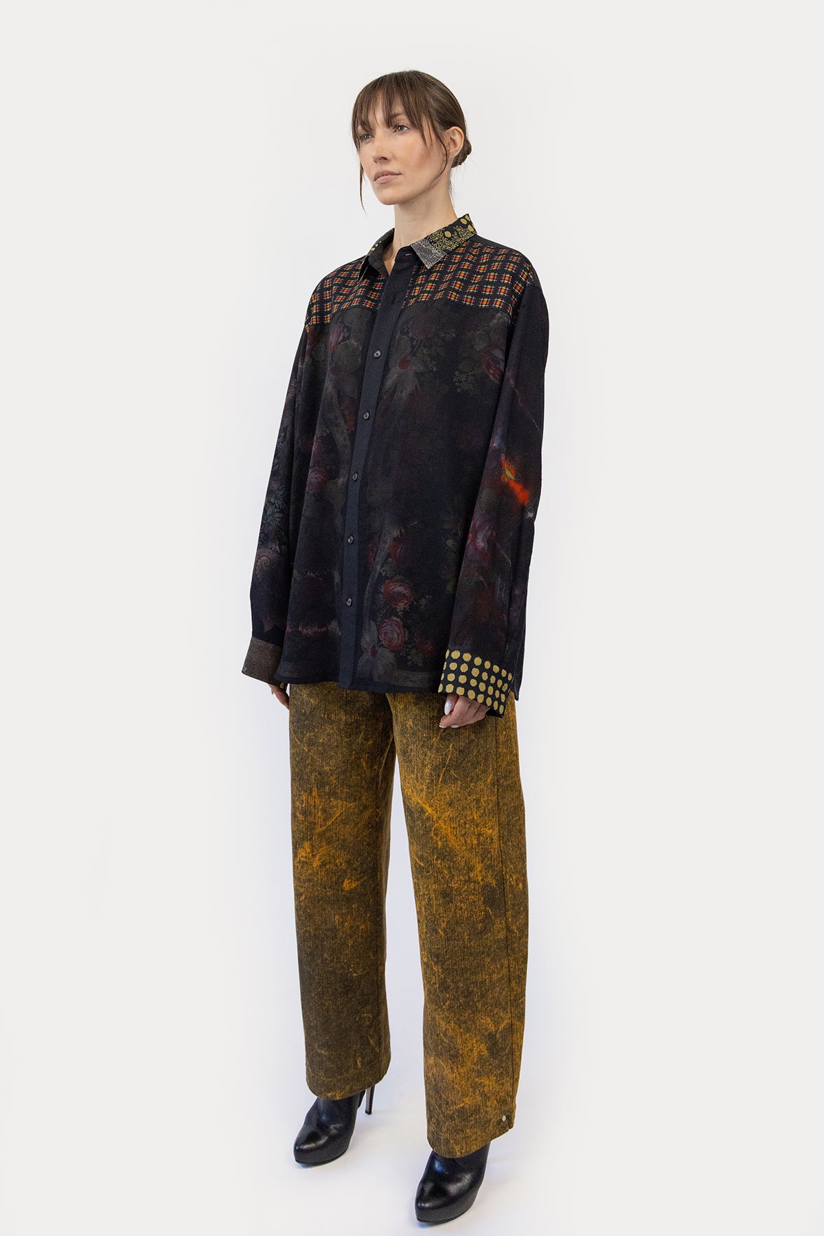 Oversize Combo Shirt in Reclaimed Wool Shawl