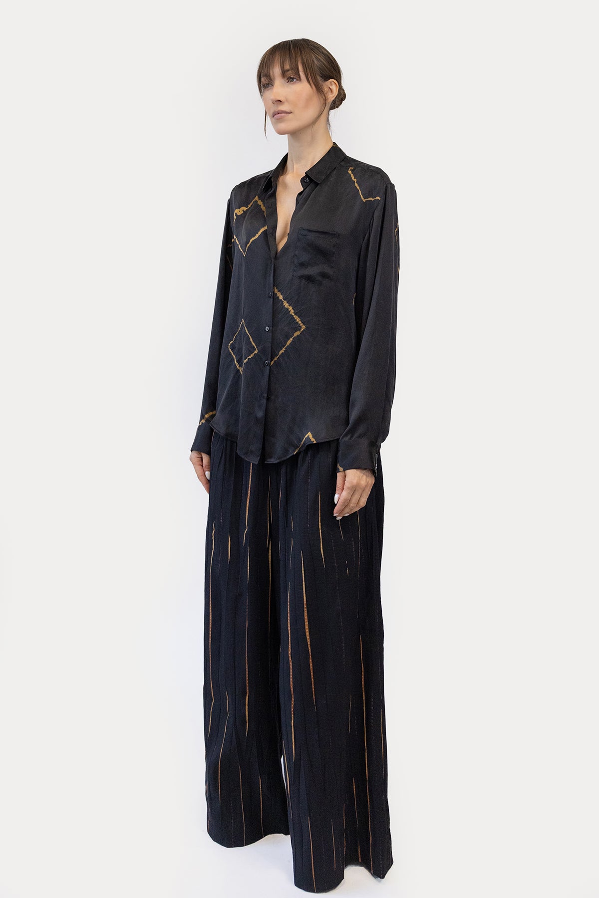 Relaxed Shirt in Shibori Silk Charmeuse