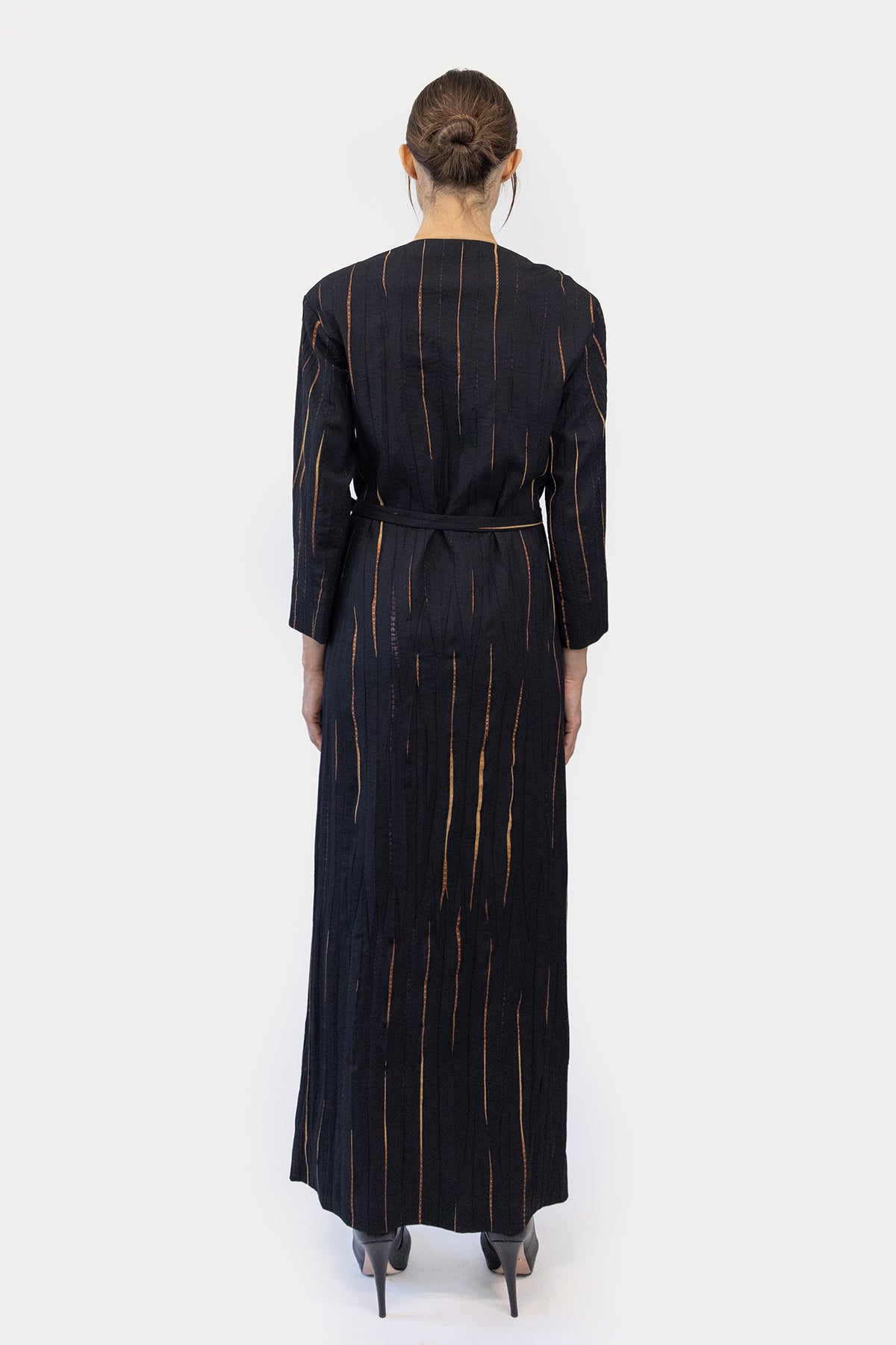 Wrap Robe Dress in Shibori Wool