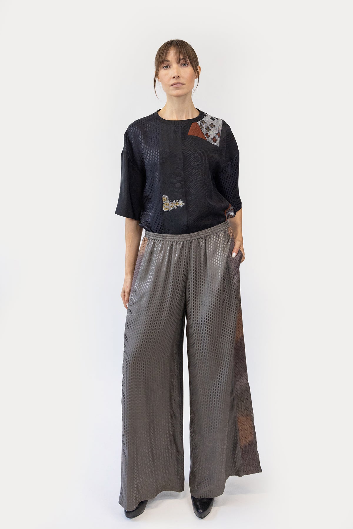 Drawstring Pant in Silk Jacquard