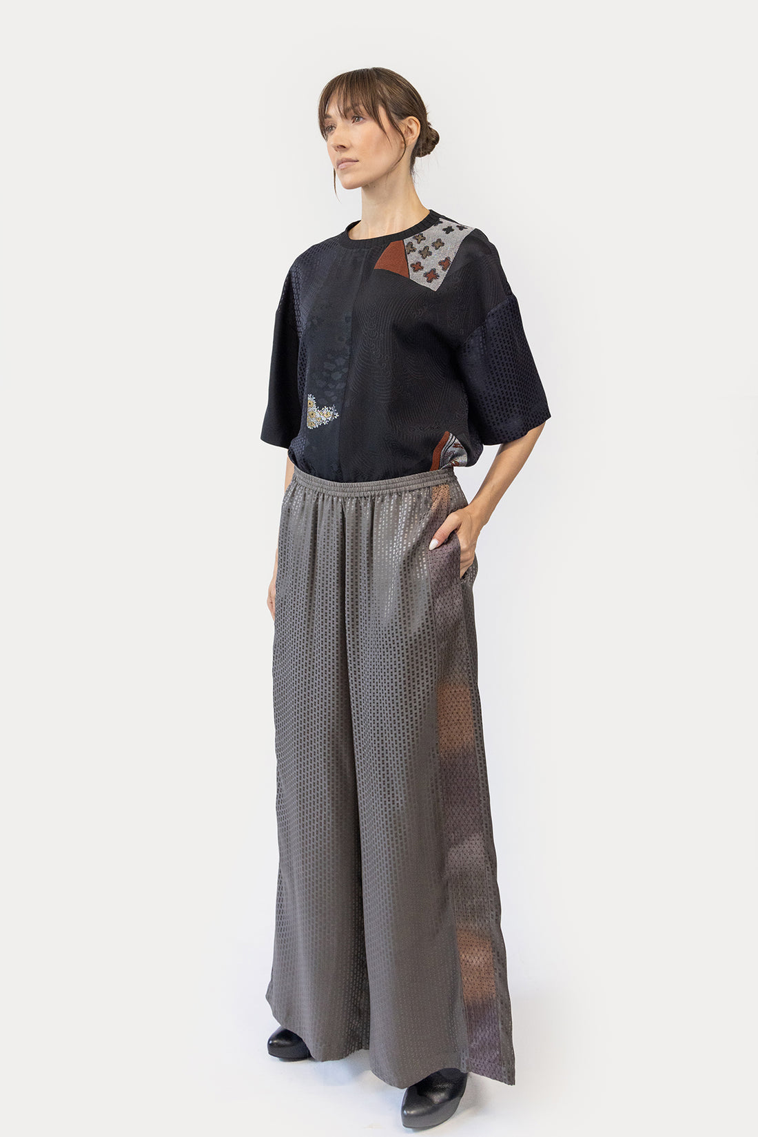 Drawstring Pant in Silk Jacquard