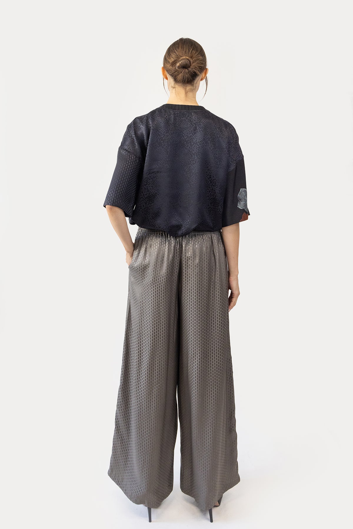 Drawstring Pant in Silk Jacquard