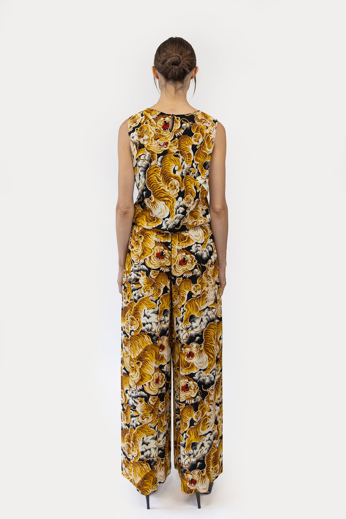 Drawstring Pant in 100 Tigers Print Crepe