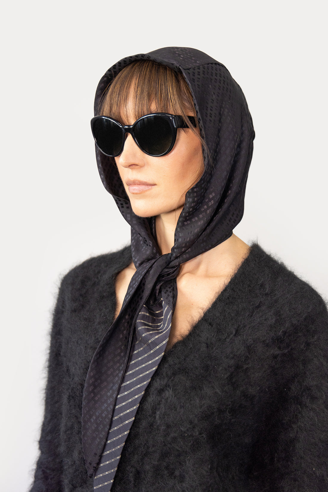 Head Scarf in Silk Jacquard