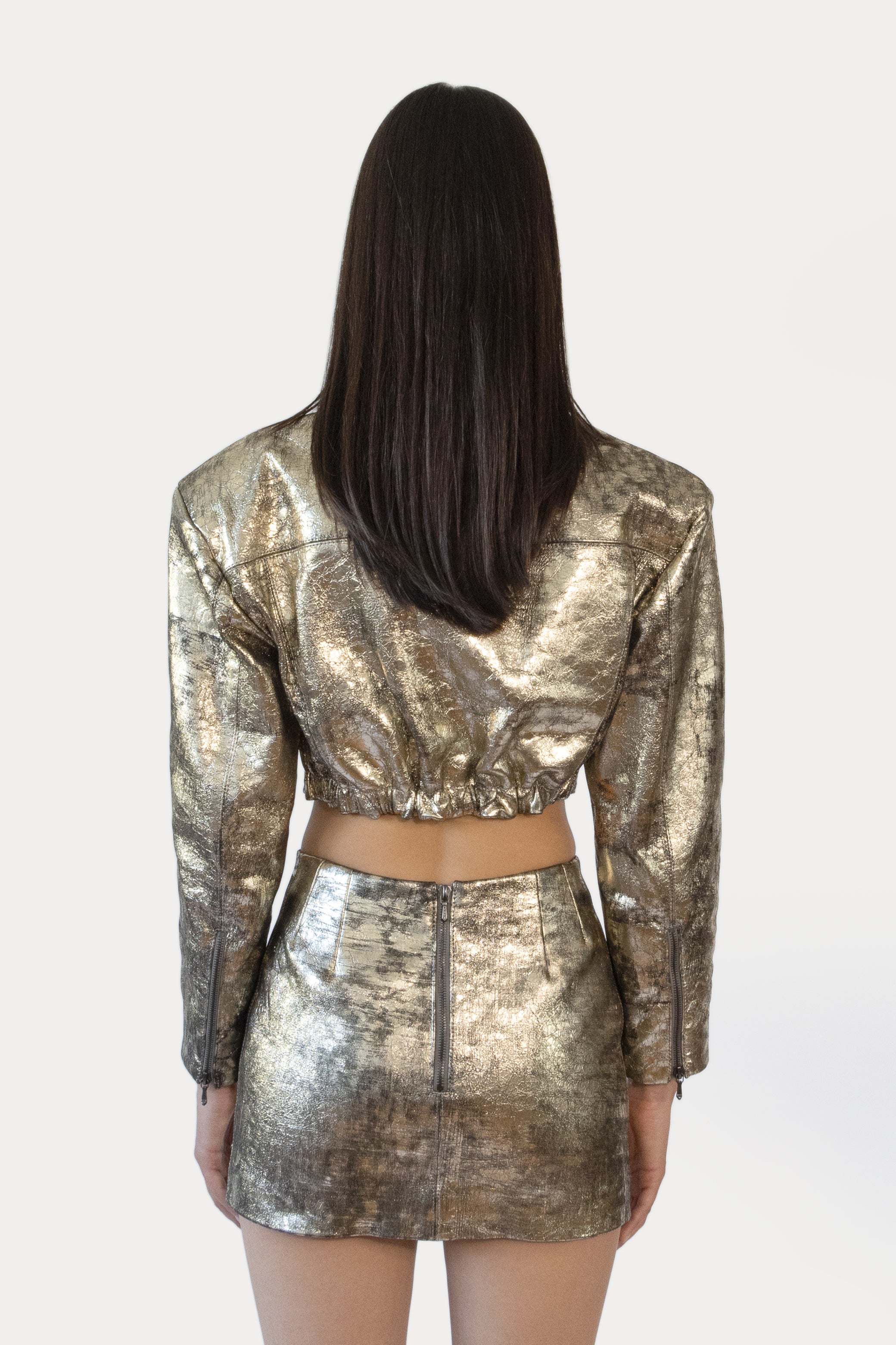 Cropped Jacket in Metallic Goat