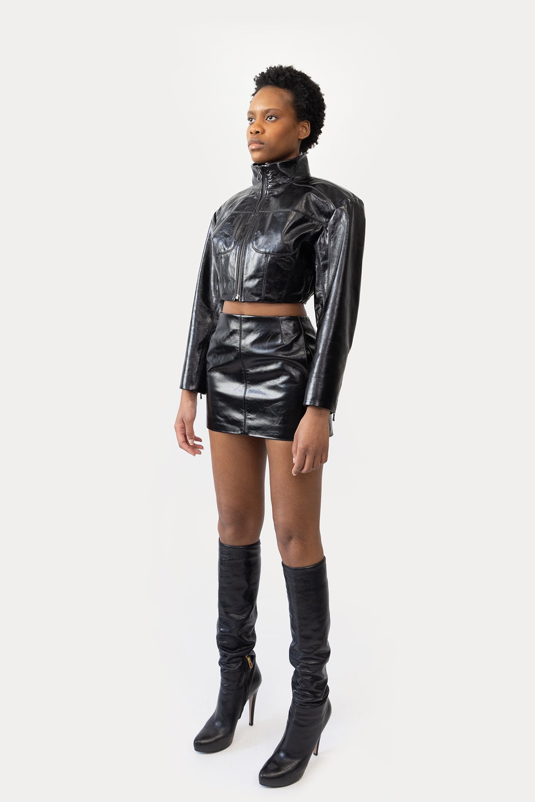 Cropped Jacket in Glazed Cow