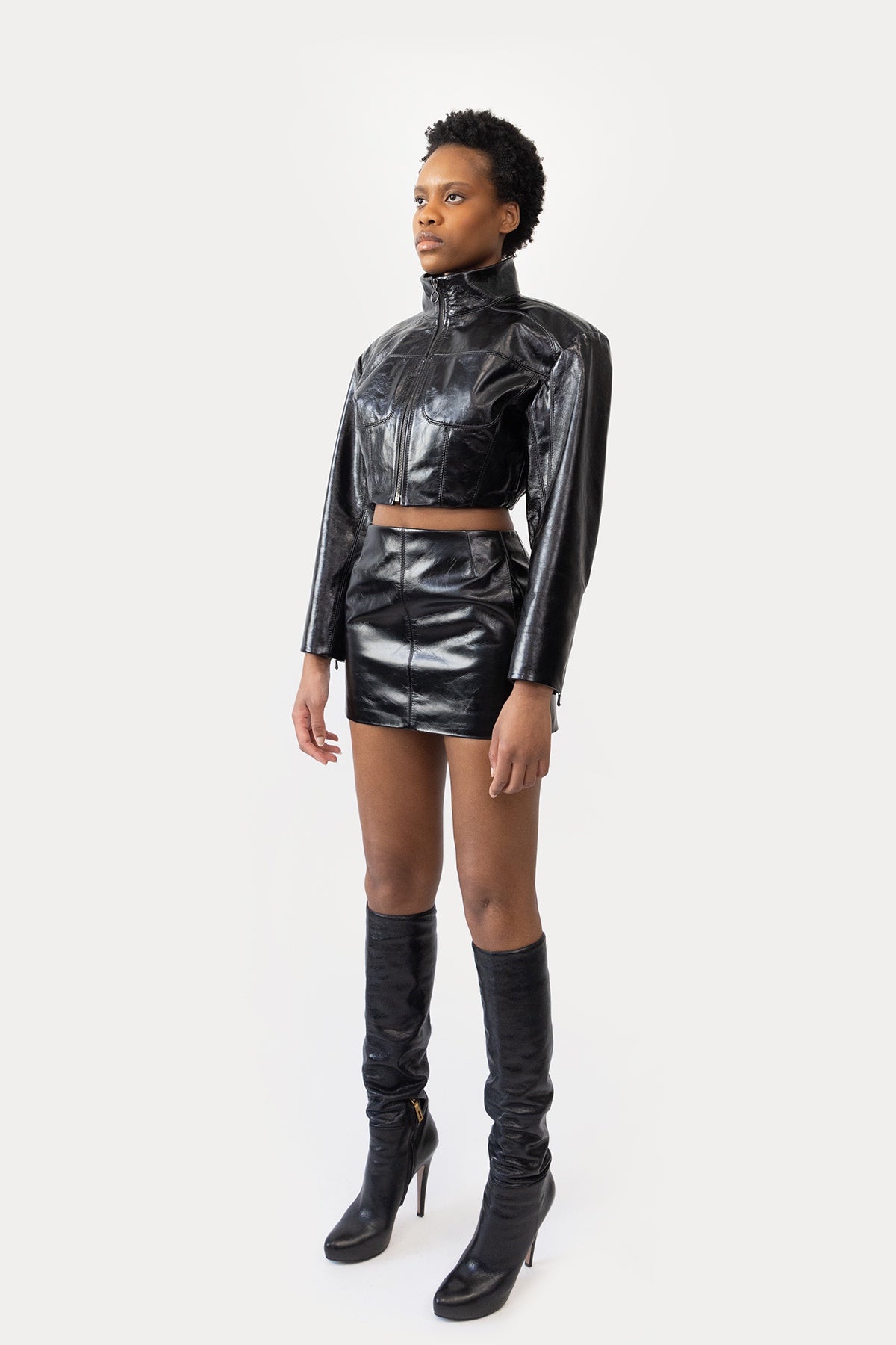 Cropped Jacket in Glazed Cow