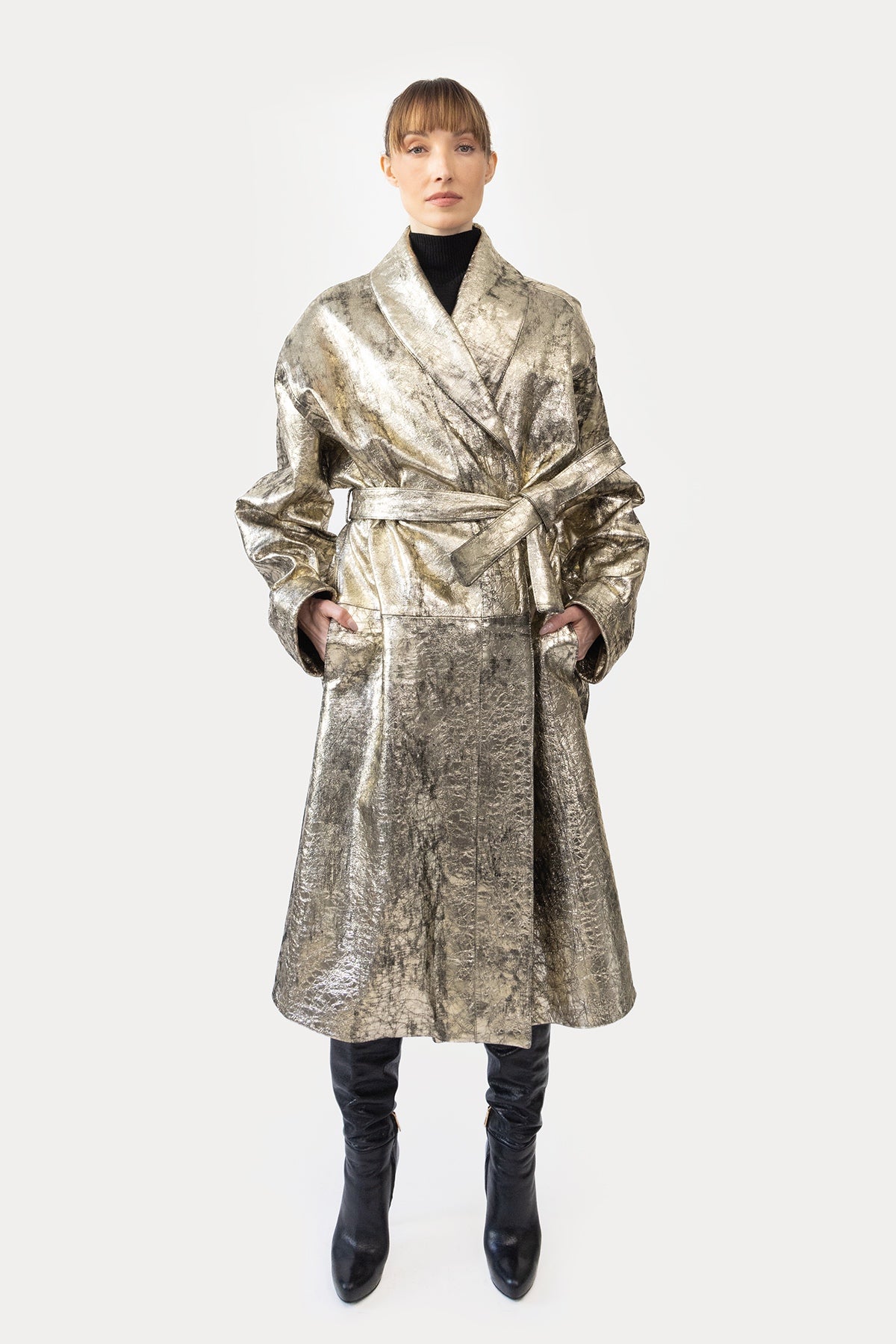 Robe Coat in Metallic Goat
