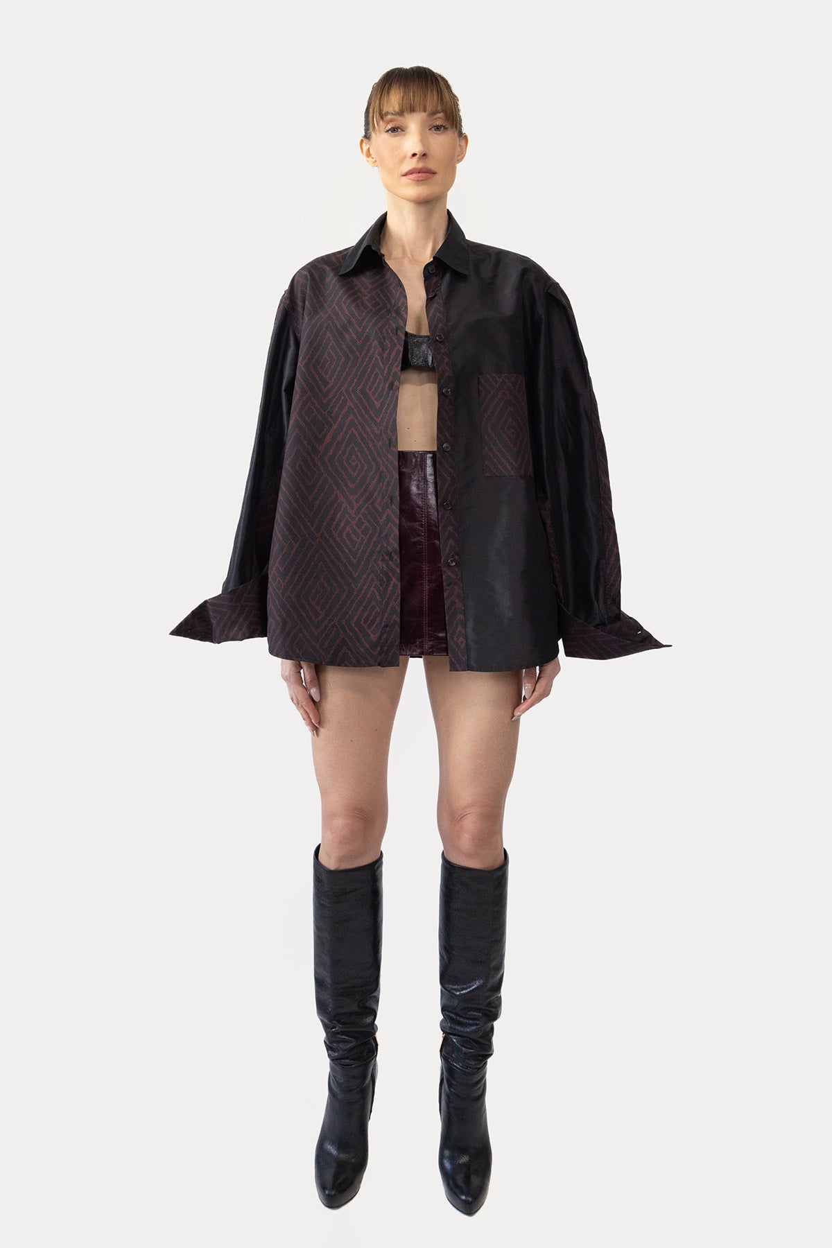 Oversize Shirt in Silk and Taffeta Combo