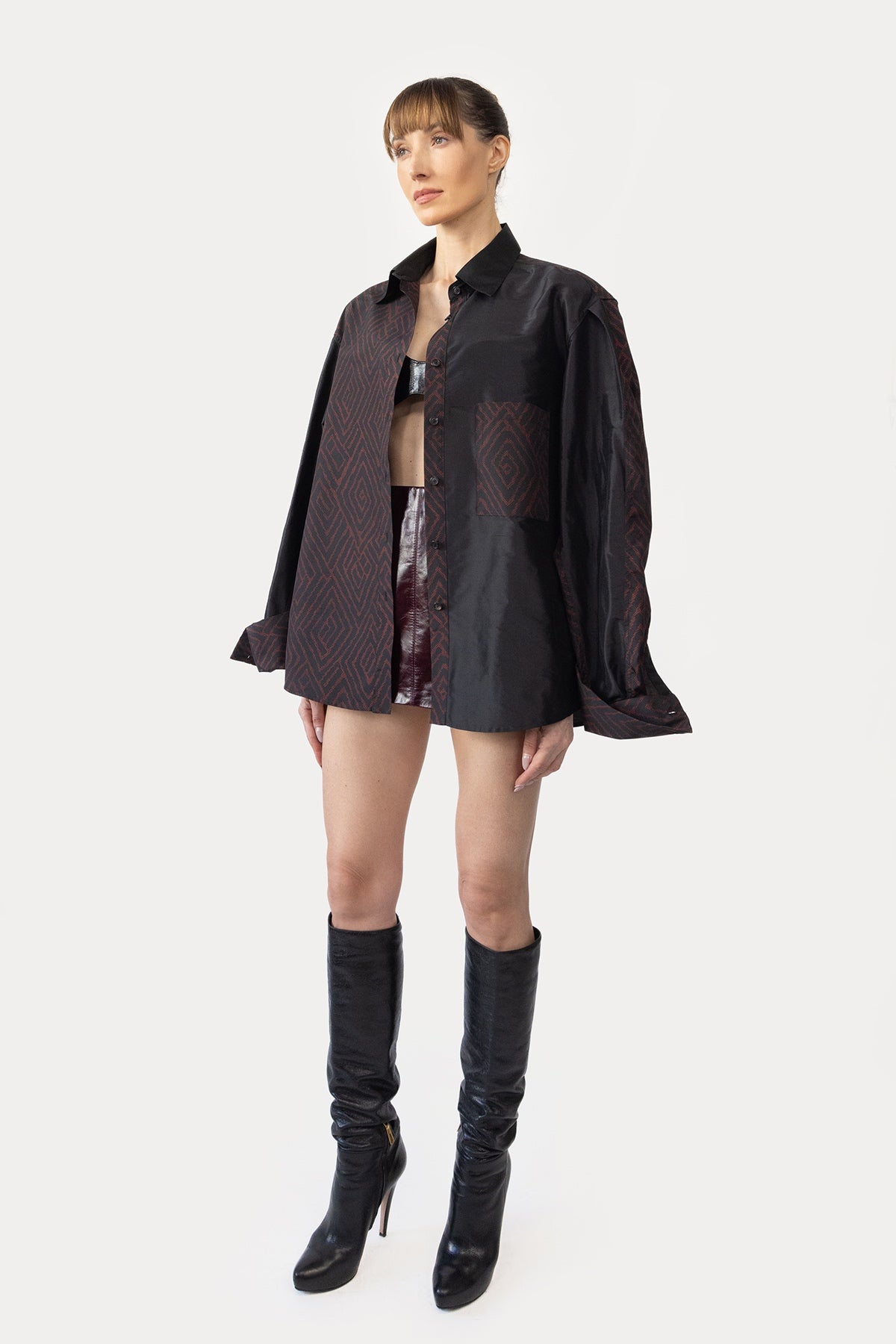Oversize Shirt in Silk and Taffeta Combo
